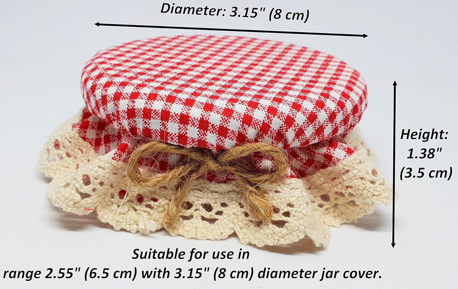10-Piece Red Gingham Jar Cover Cloth Set