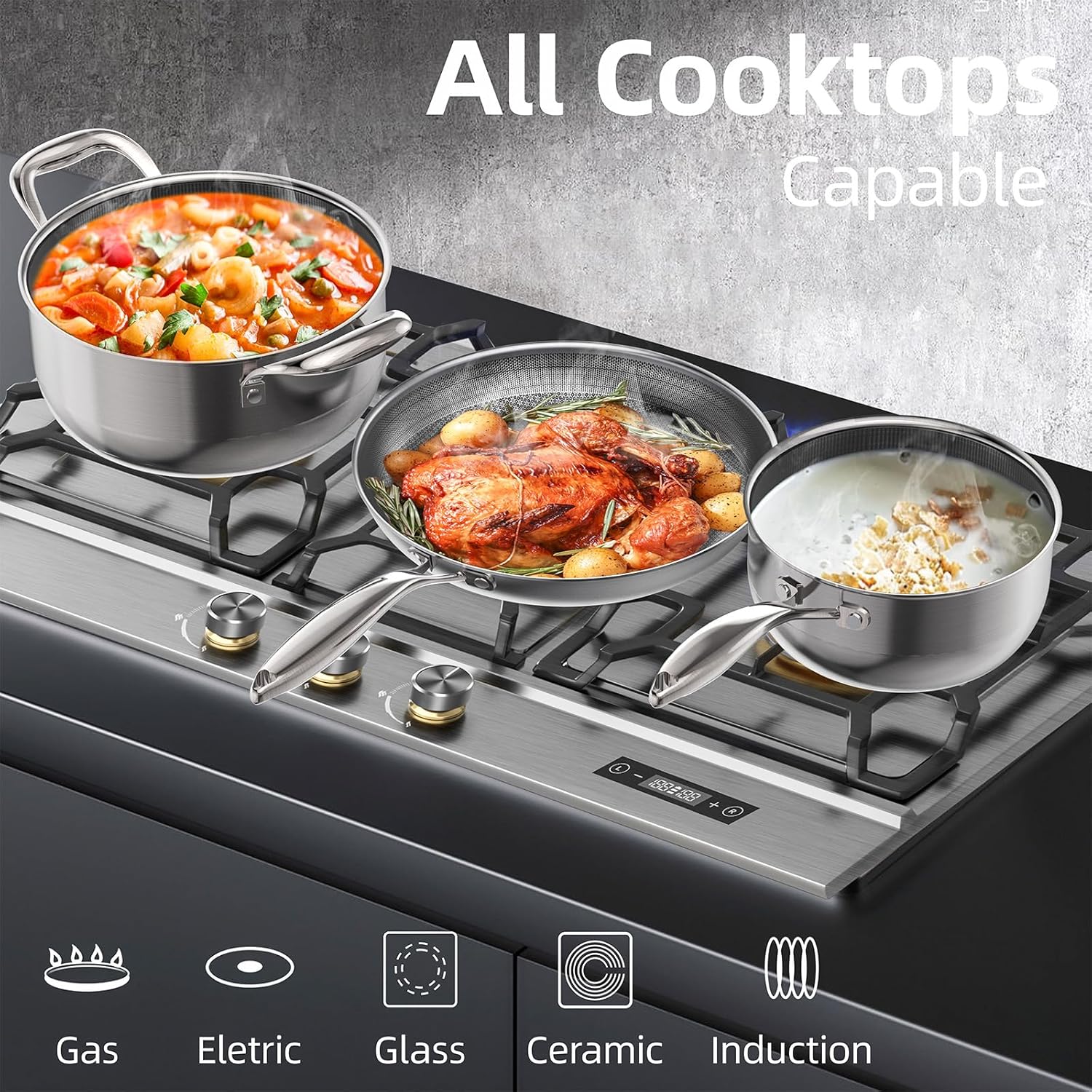COOKER KING 3 Quart endure Stainless Steel Saucepan with Tempered Glass Lid