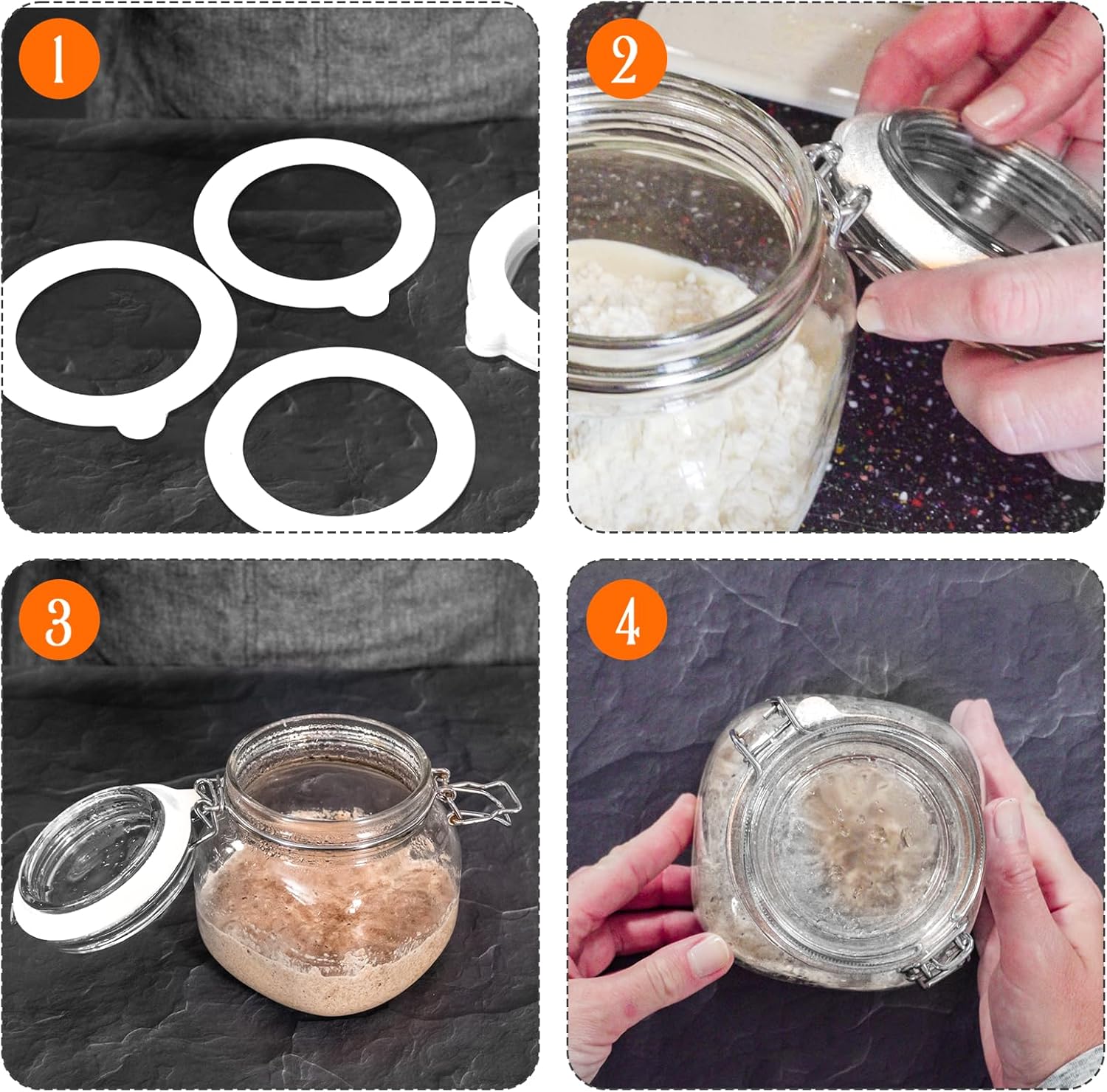 10-Pack Silicone Jar Gaskets for Glass Jars