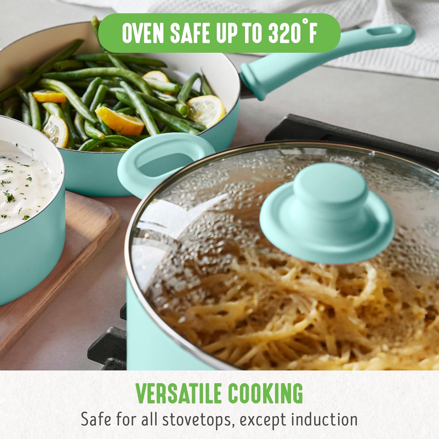 GreenLife 6QT Ceramic Stockpot with Glass Lid