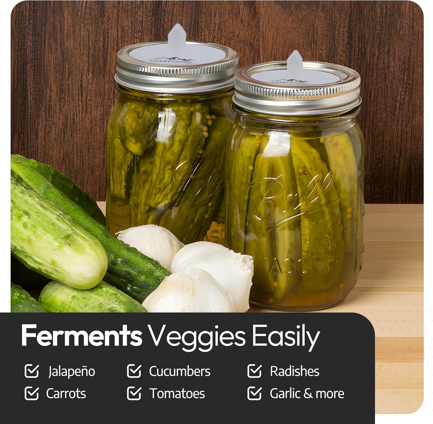 Semi-Translucent Silicone Fermenting Lids for Mason Jars Pack of 4