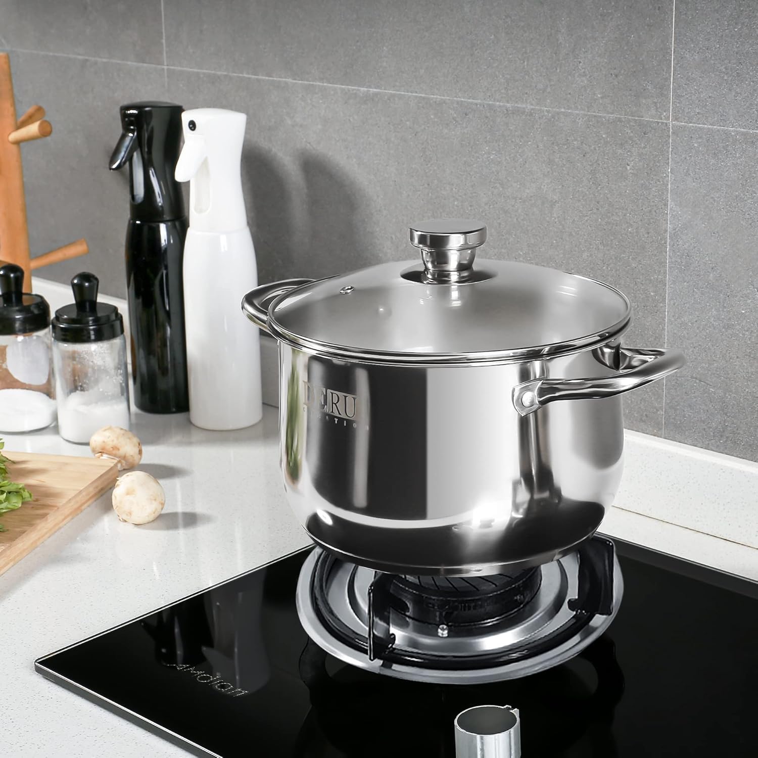 DERUI 22CM 4 Quart Stock Pot with Glass Lids