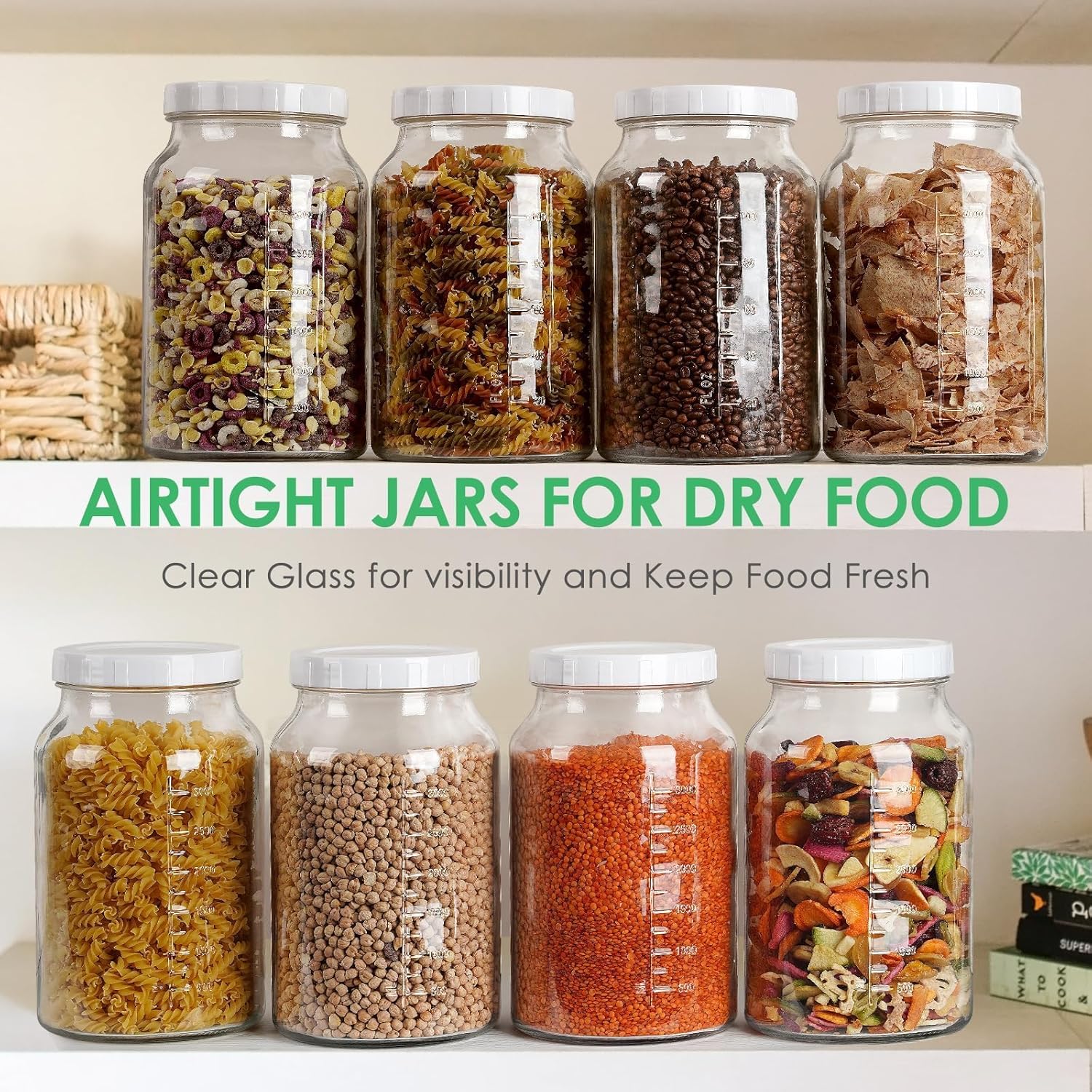 2-Pack 1 Gallon Glass Jars with Lid Wide Mouth Durable BPA-Free