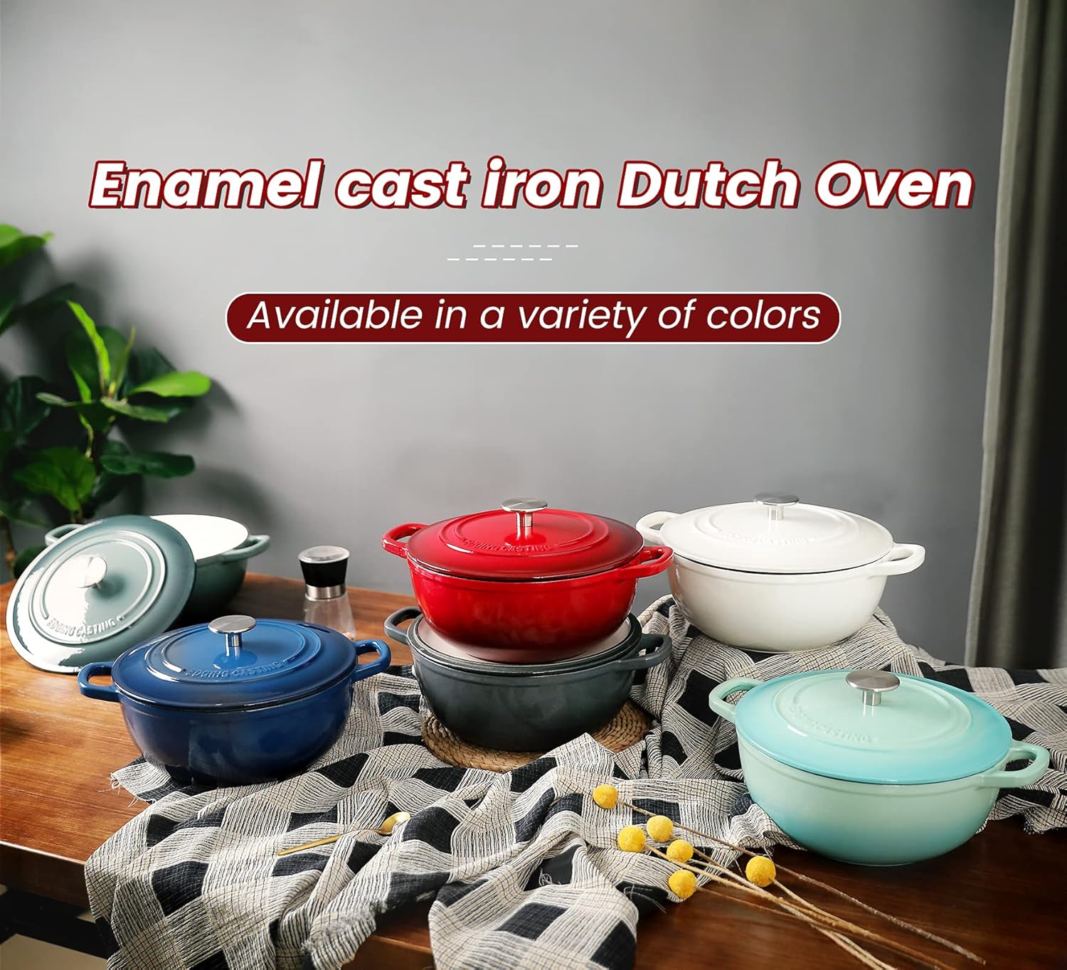 Enameled Cast Iron Dutch Oven 5 Quart Slateblue