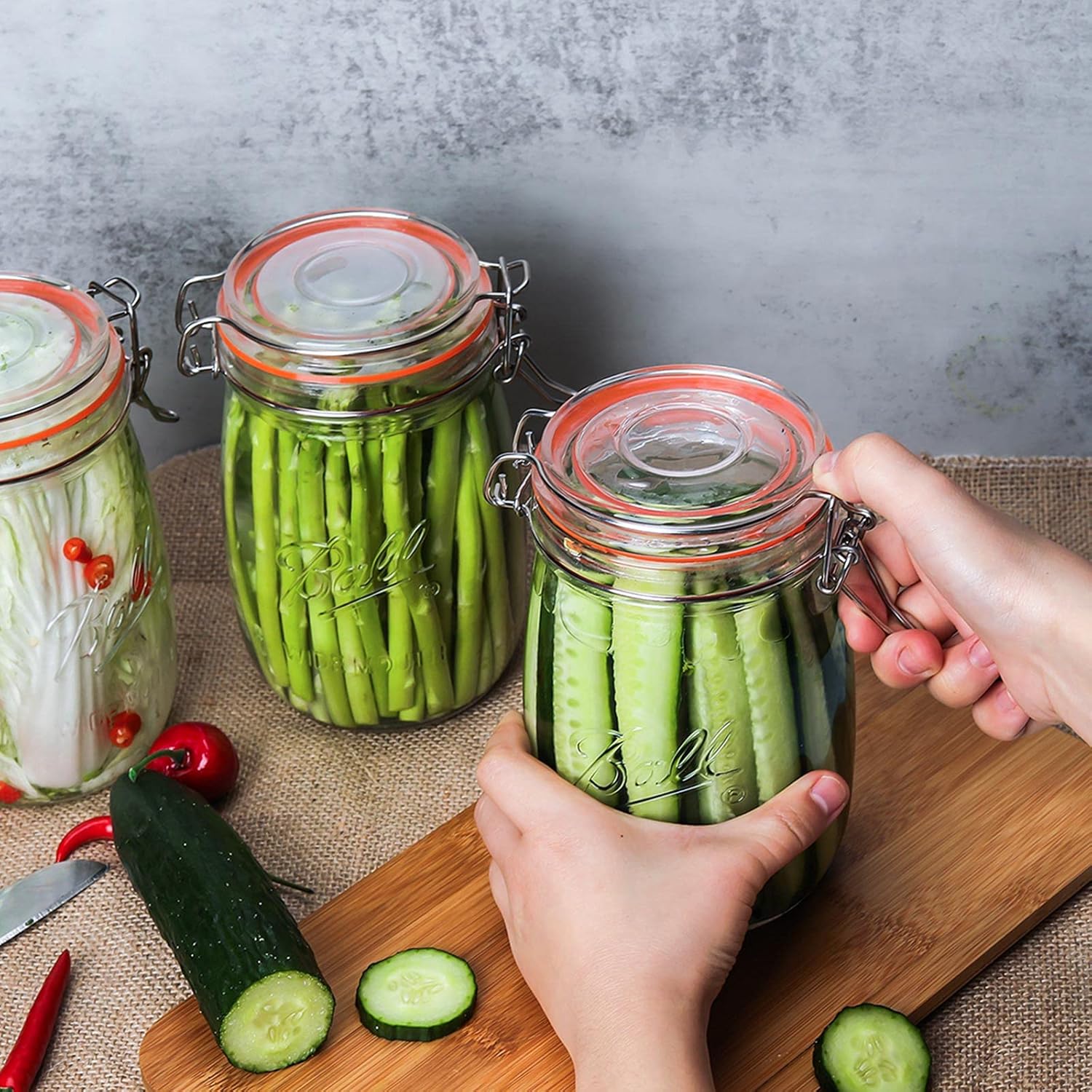 Wide Mouth 32OZ Glass Jars 4 Pack