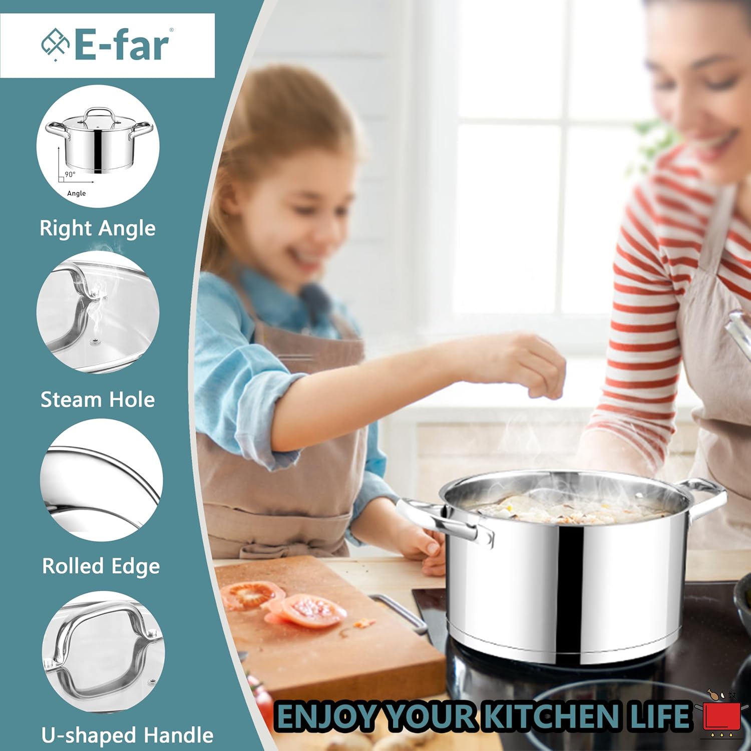 Sleek 4 qt Stock Pot with Lid - Premium Kitchen Tool forRecipes