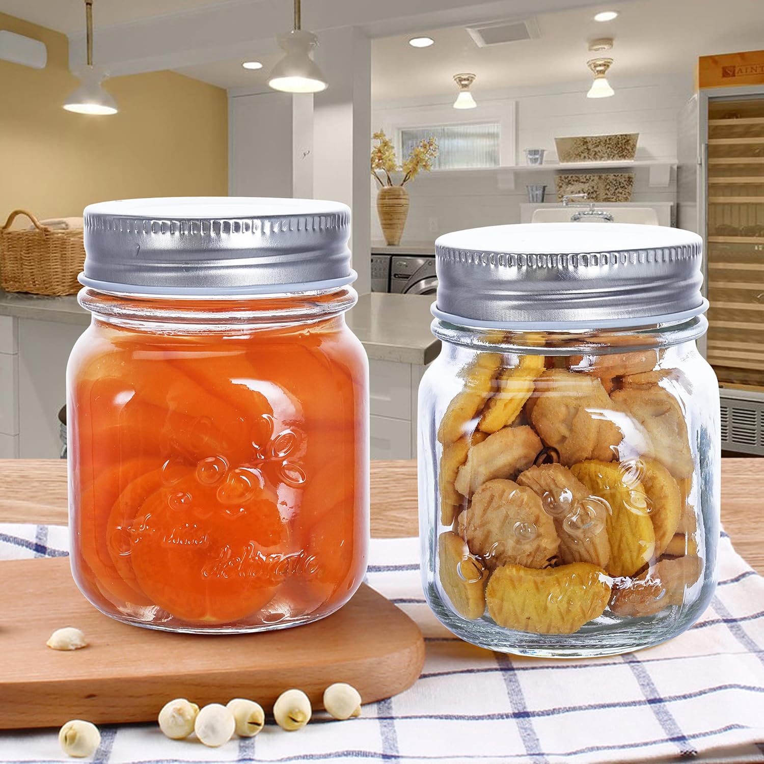 20-Pack Glass Mason Jars with Labels for Food Storage