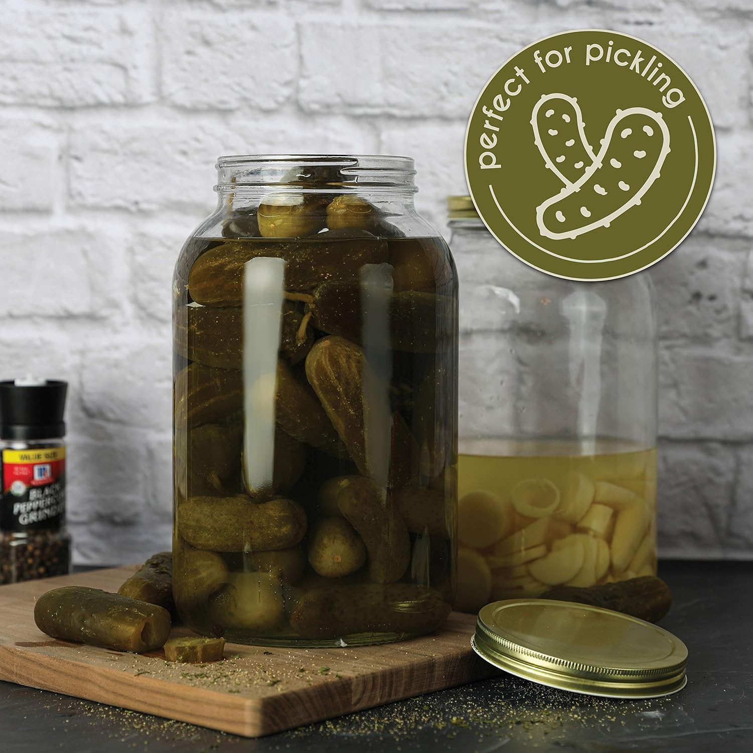 2-PK 1 Gallon Glass Mason Jars