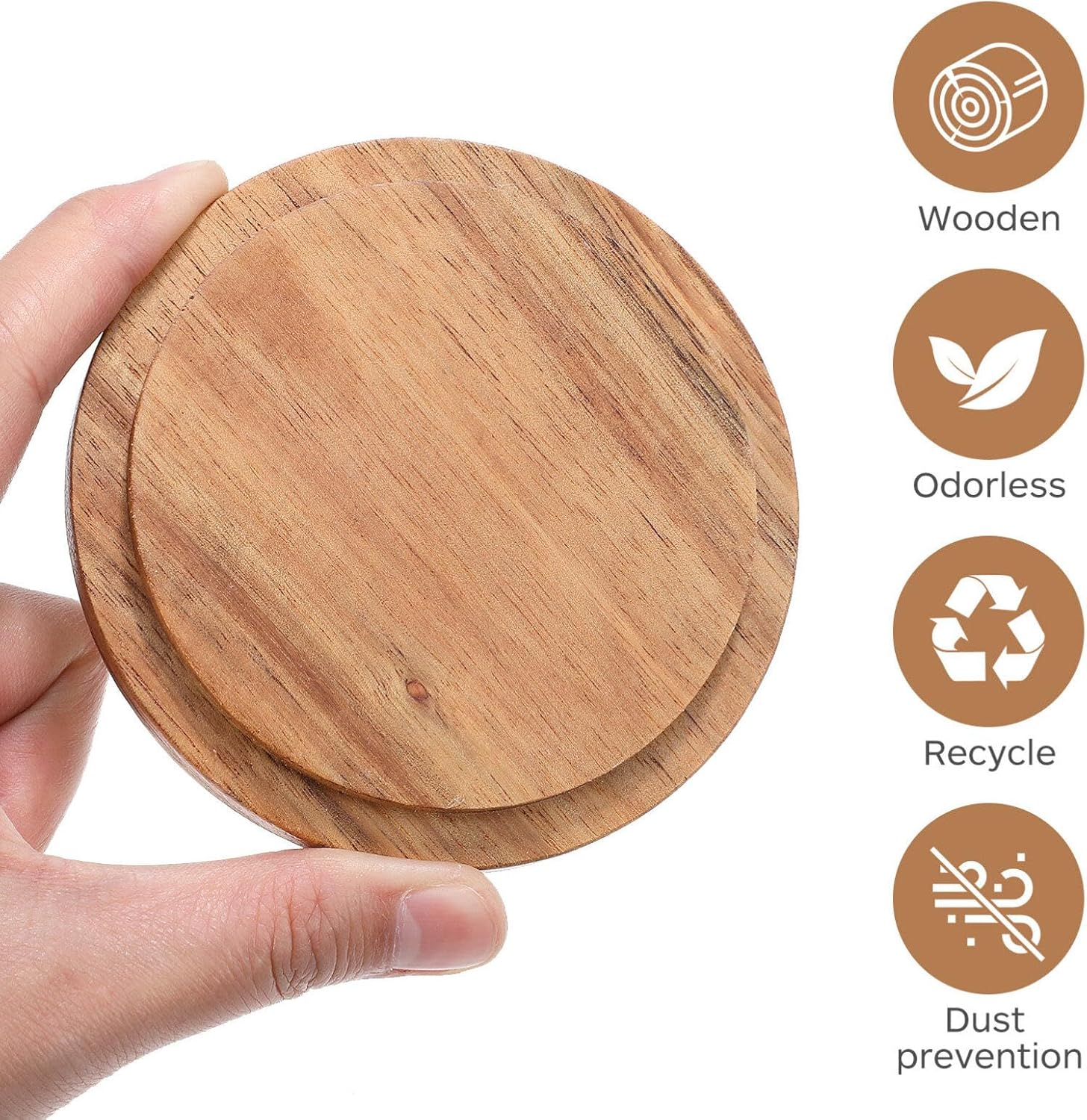 SEWACC Bamboo Cup Lid - 4-Piece Set for Durable Airtight Covers