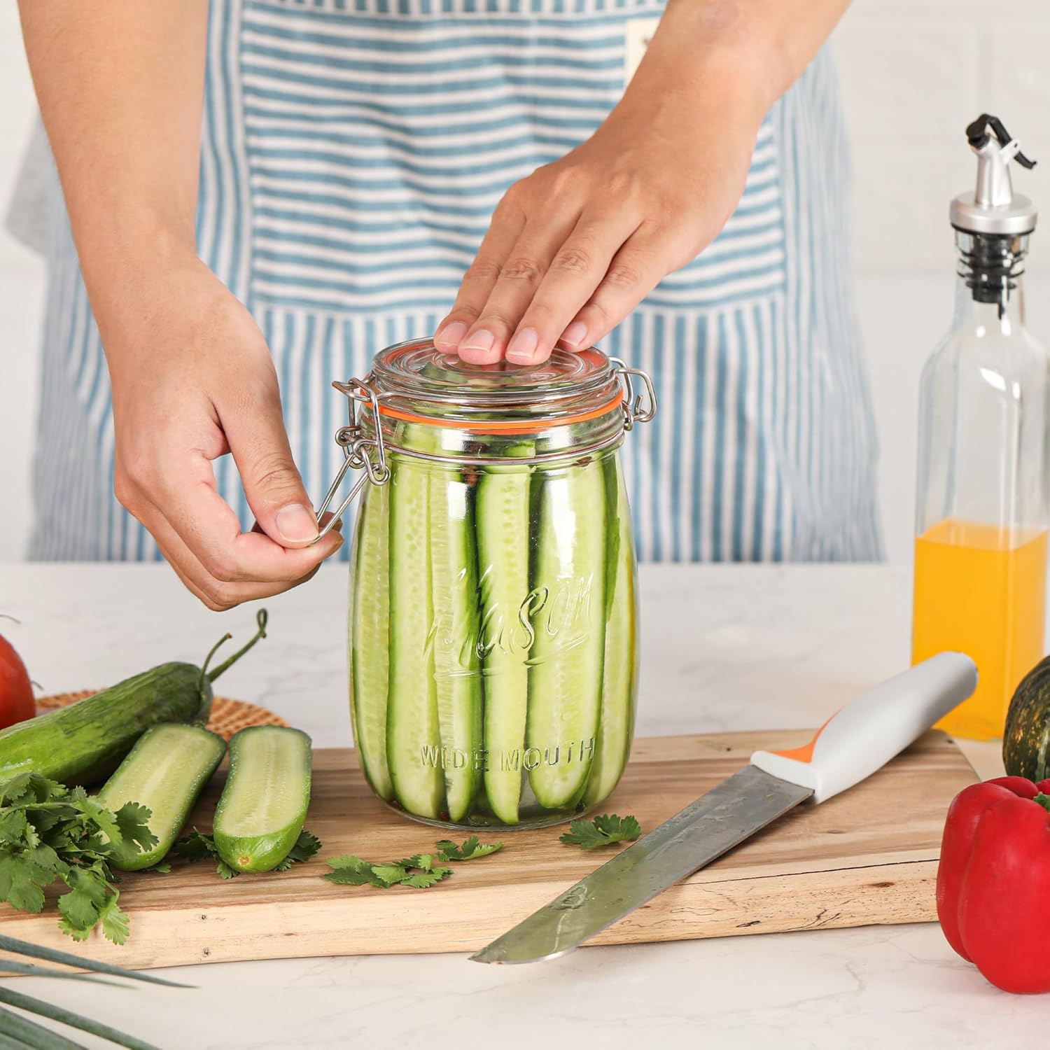 Anwoi Wide-Mouth Mason Jars 4-Pack 32 oz