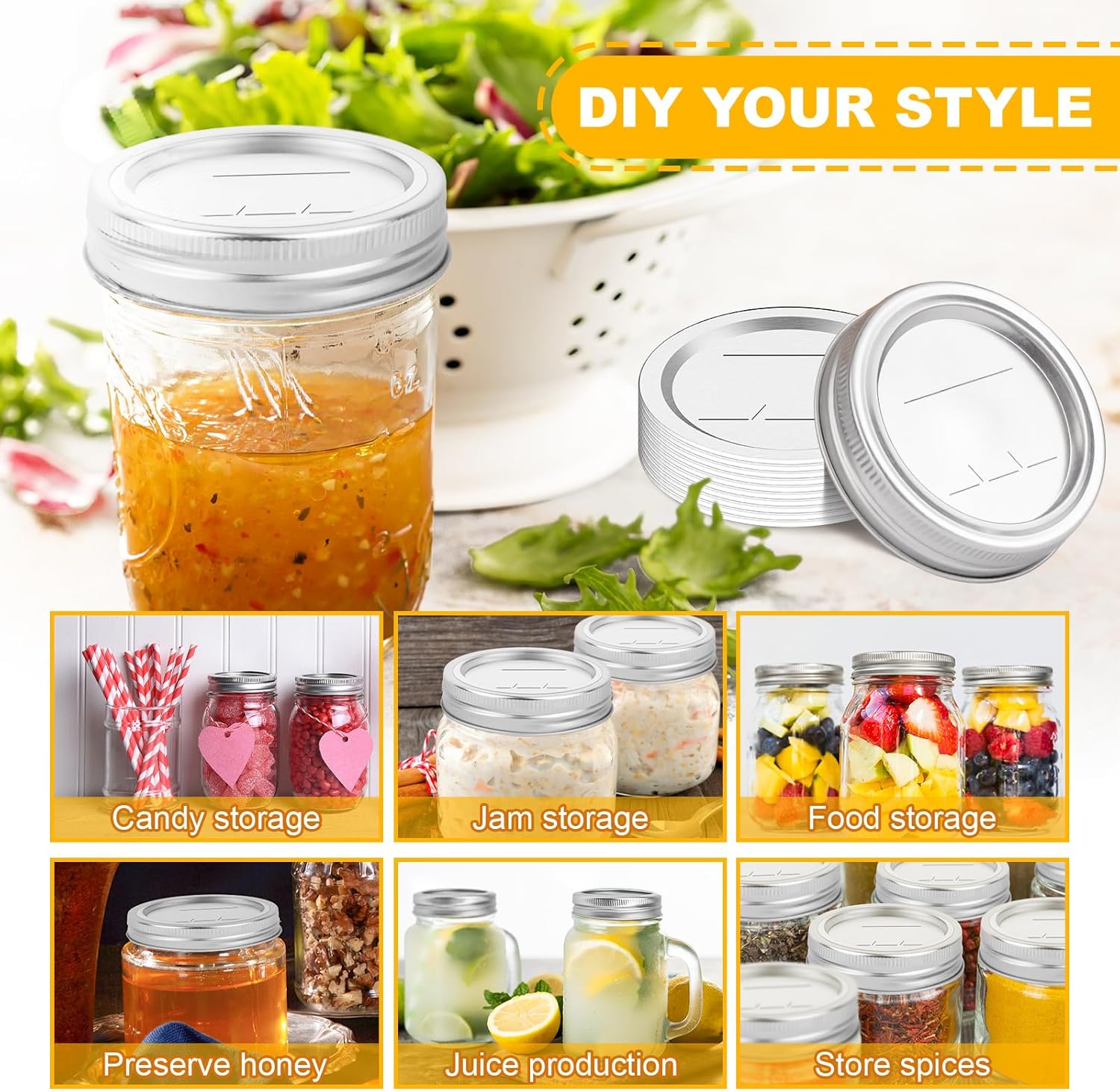 Perfect Canning Lids Set with Rings for Mason Jars 24 Pcs