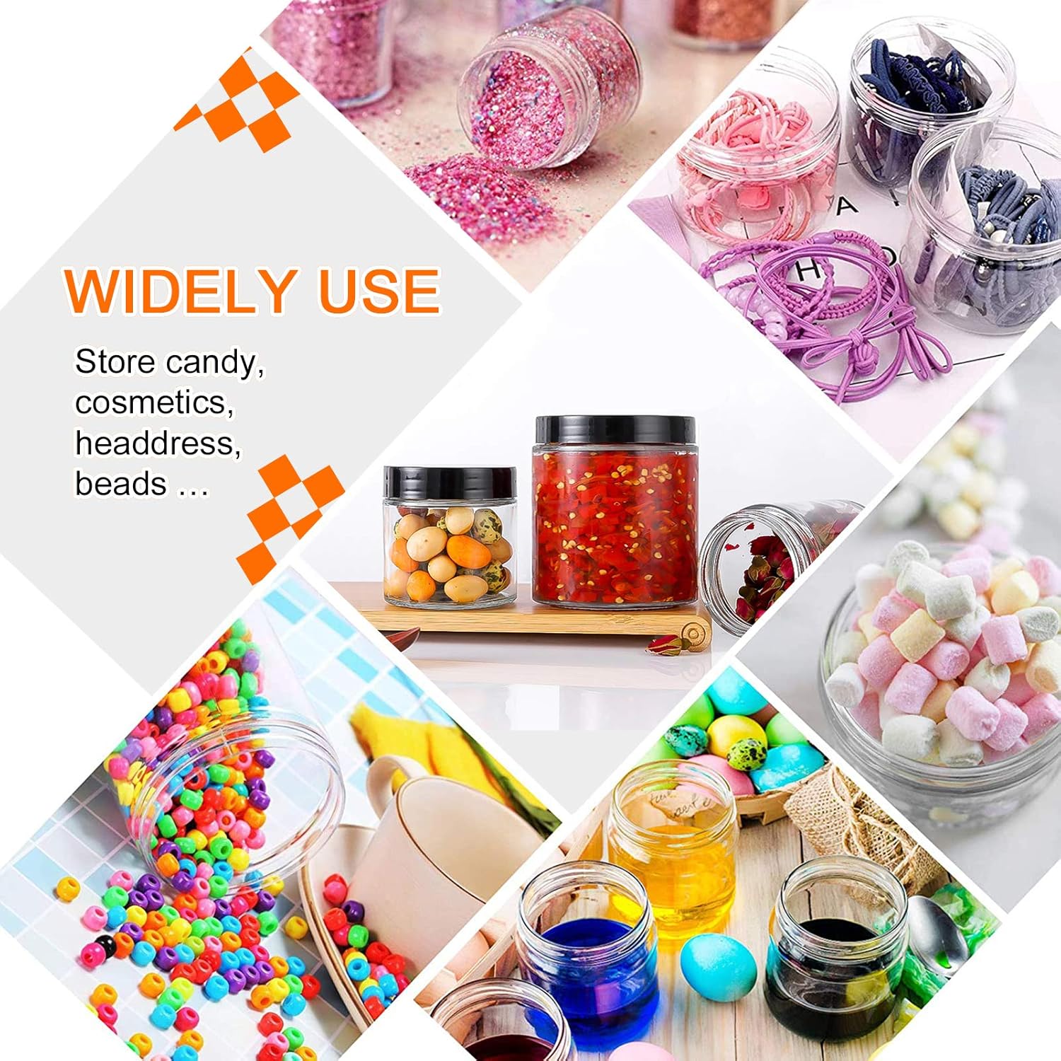 Vivimee 24 Pack Clear Plastic Jars with Lids 16 oz 8 oz