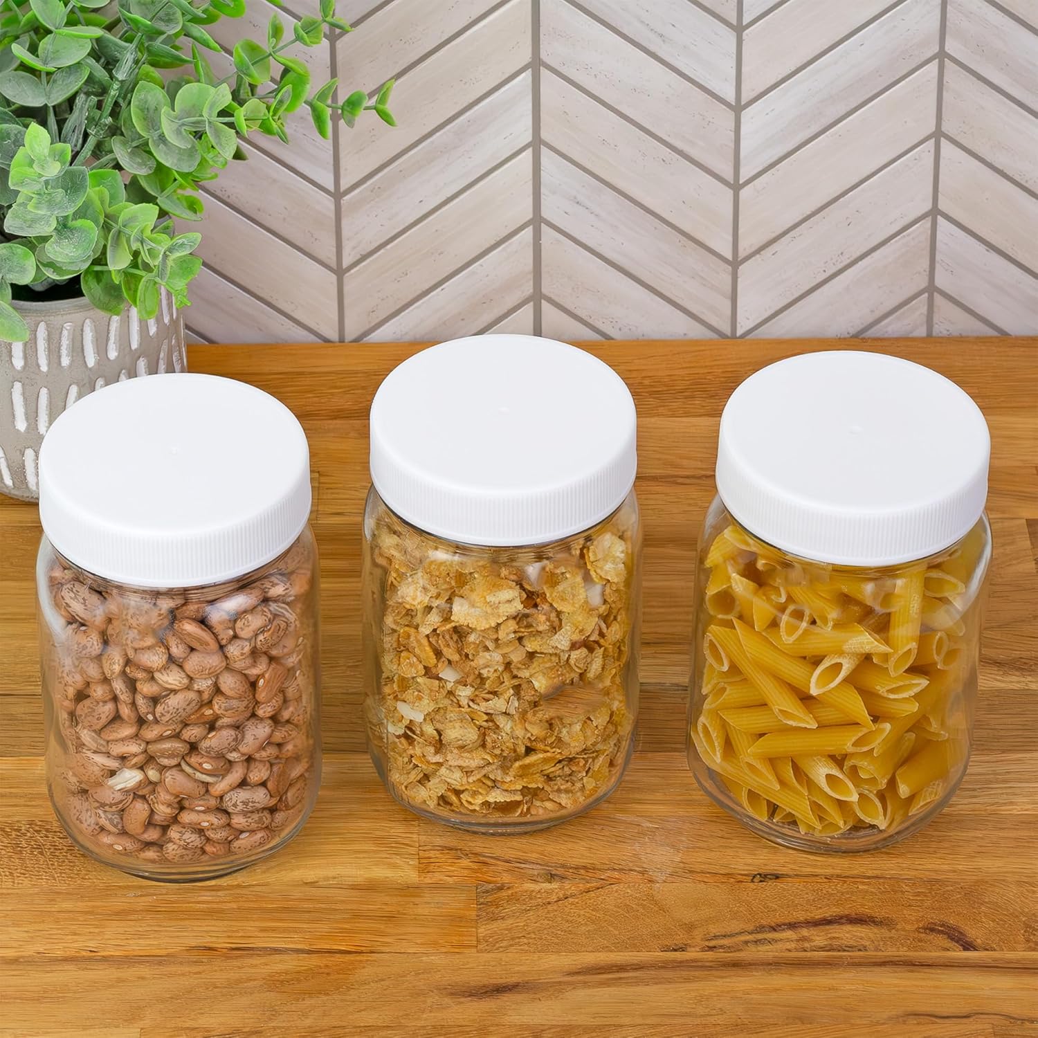 24-Pack White Plastic Mason Jar Lid Set