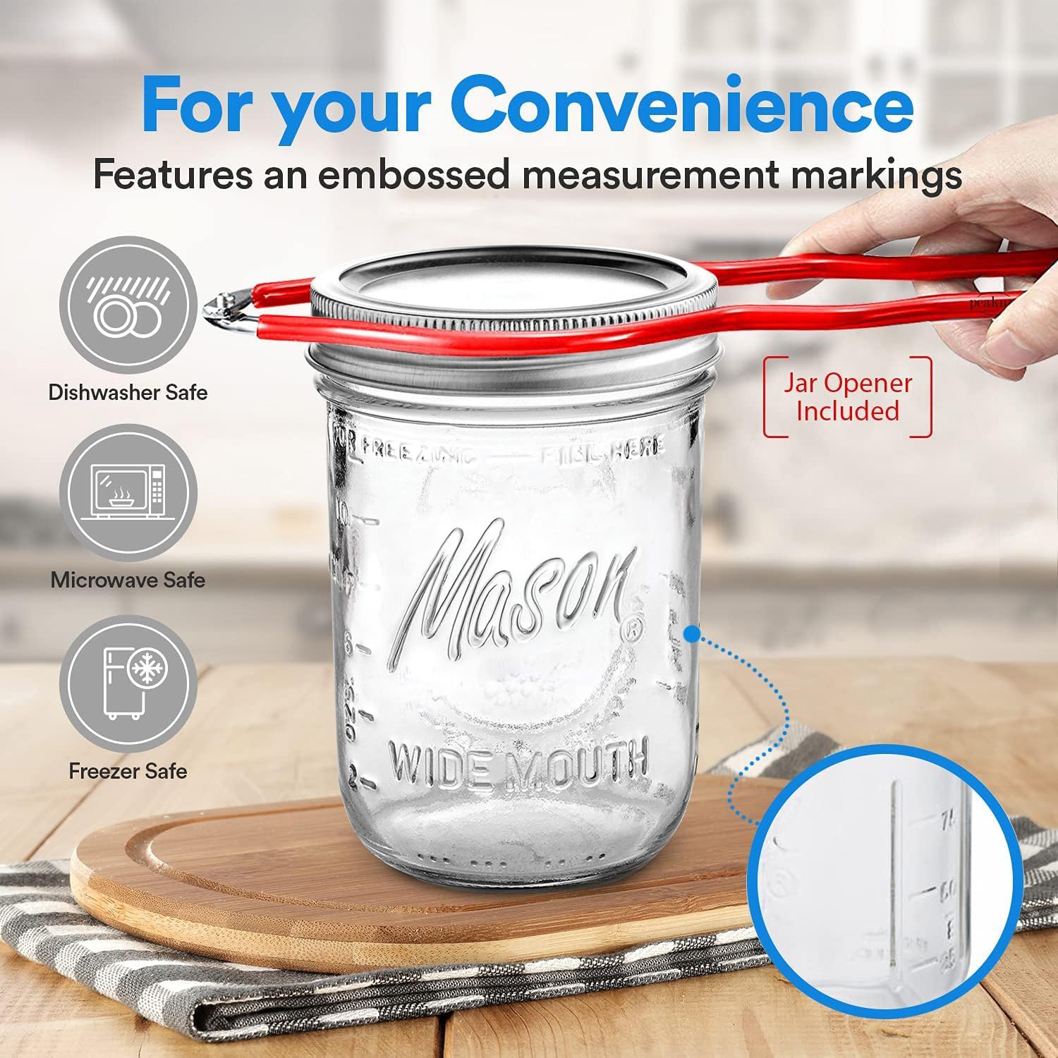 Wide Mouth Mason Jars 16 oz 12 Pack