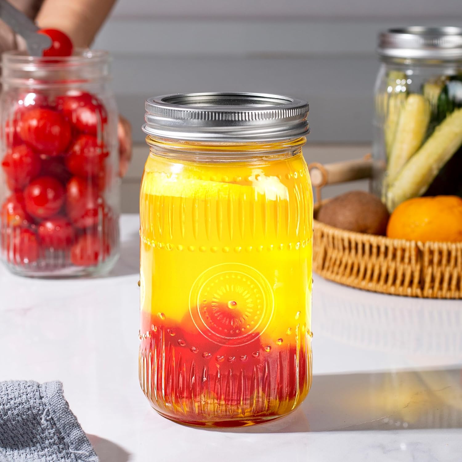 Vivid 32oz Mason Jars Wide Mouth Quart Canning Jar DIY Preserving Set