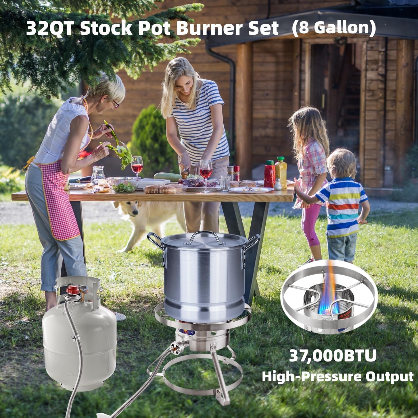 Portable Stockpot with Steamer for Outdoor Cooking