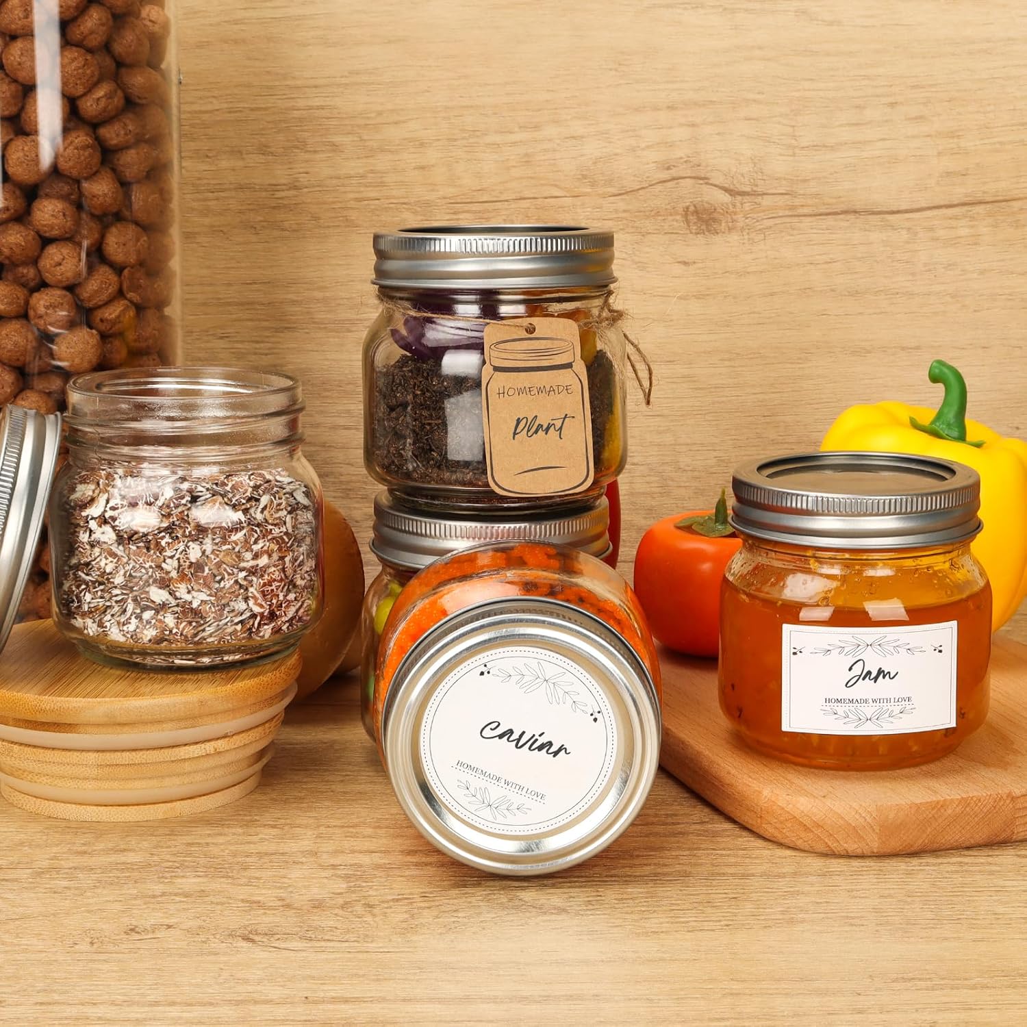 Mini Mason Jars with Labels 6-Pack