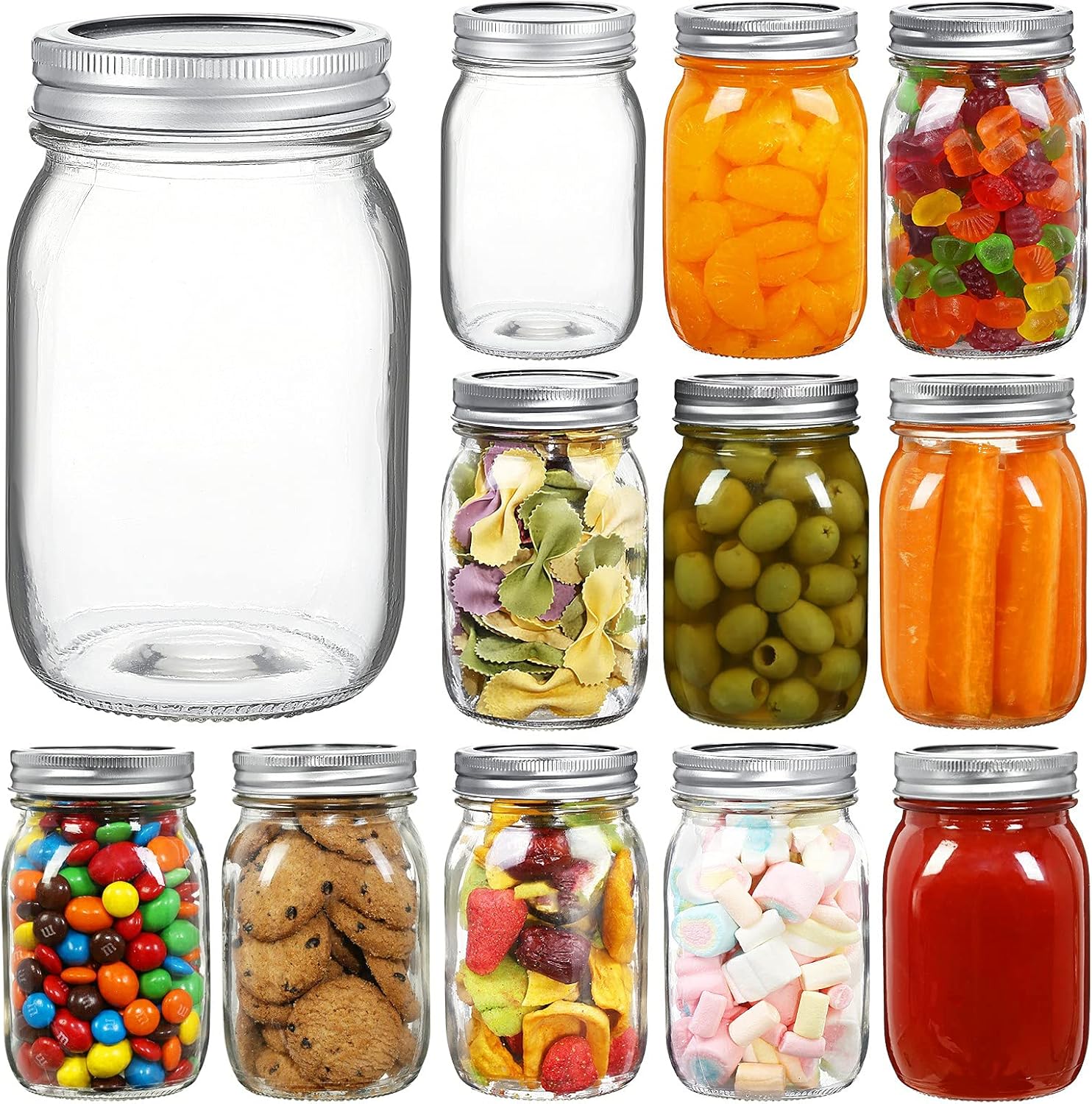 YEBODA 16 oz Wide Mouth Mason Jars