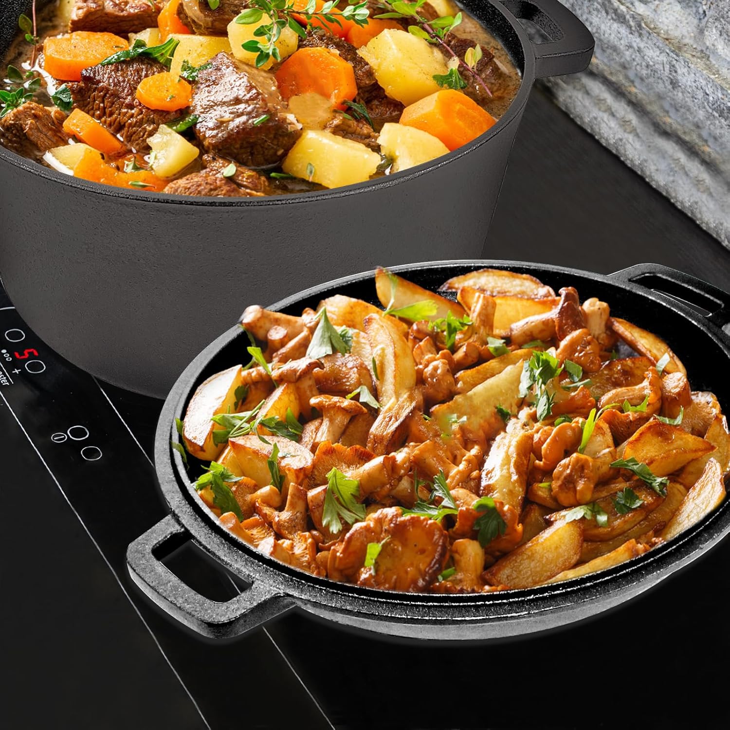Durable 2-in-1 Dutch Oven Set for Camping Cooking
