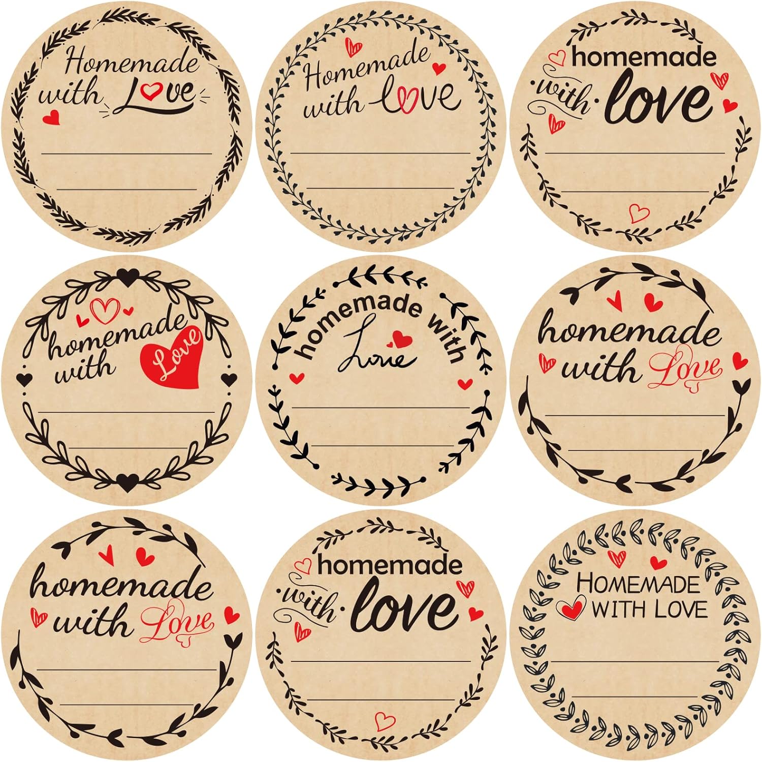 500Pcs 2 Canning Labels with Homemade with Love