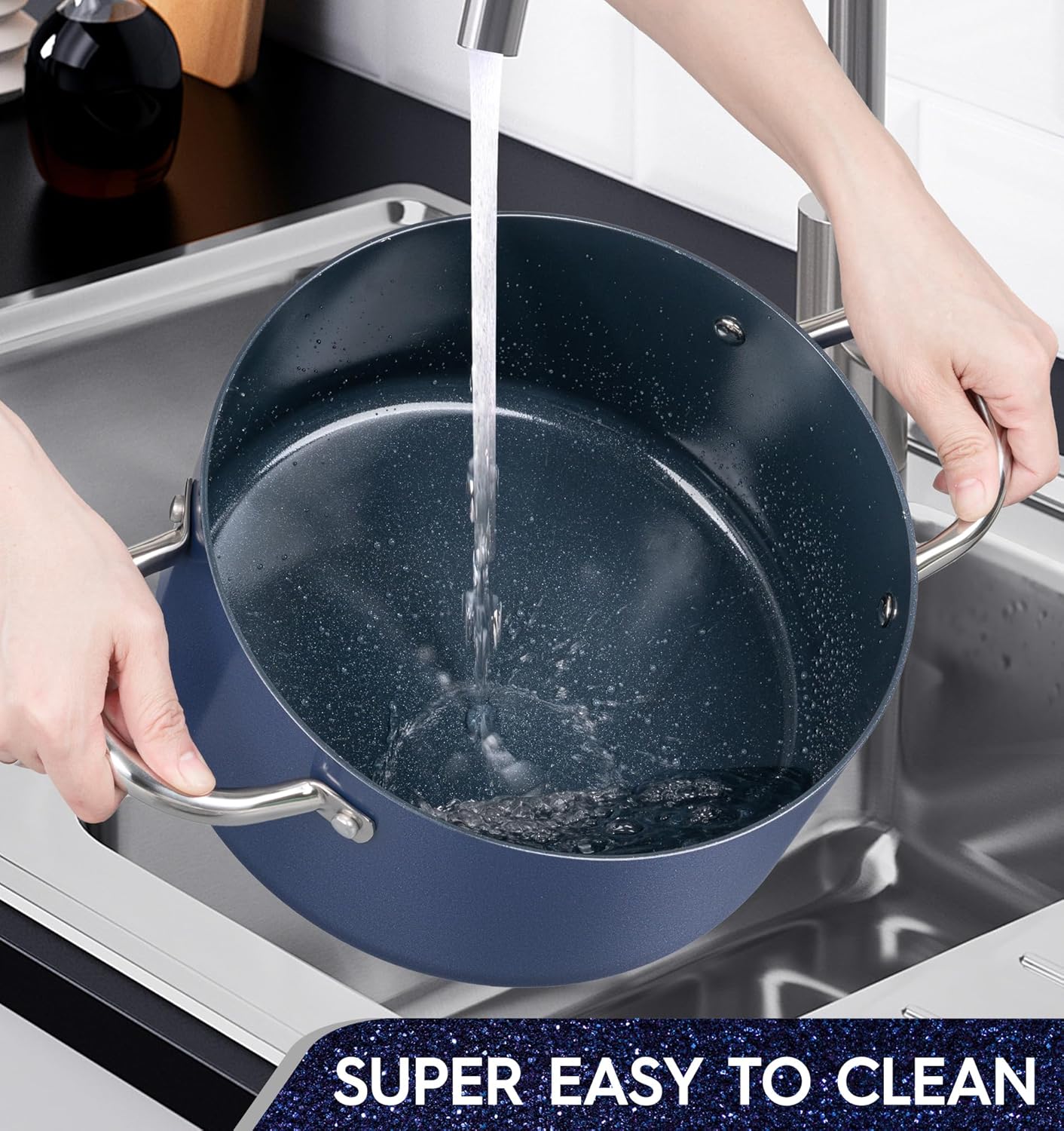 5 Quart Nonstick Stock Pot with Stainless Steel Handles PFOA-Free Cooking