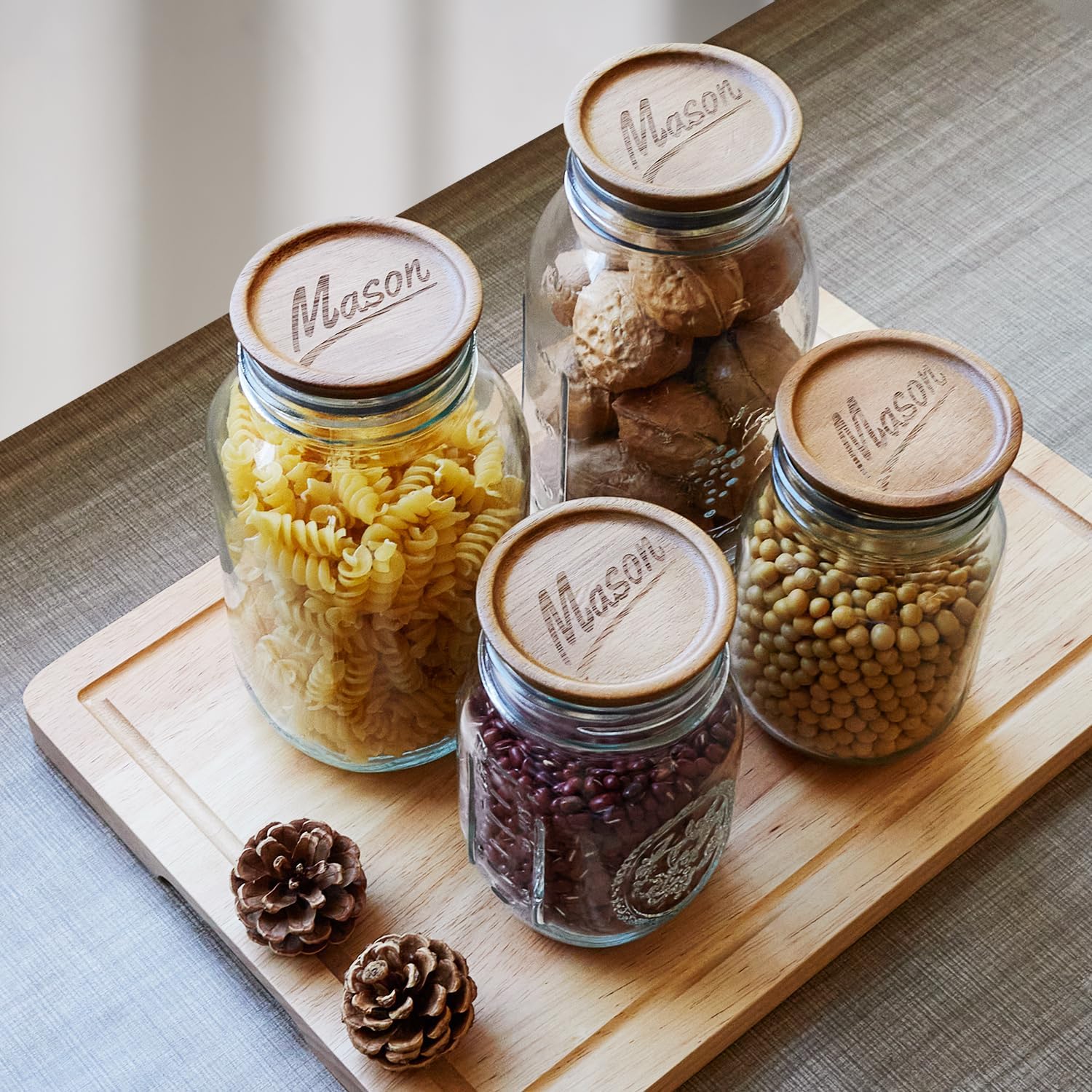 6-Piece Acacia Wood Mason Jar Lids Premium Canning Accessories