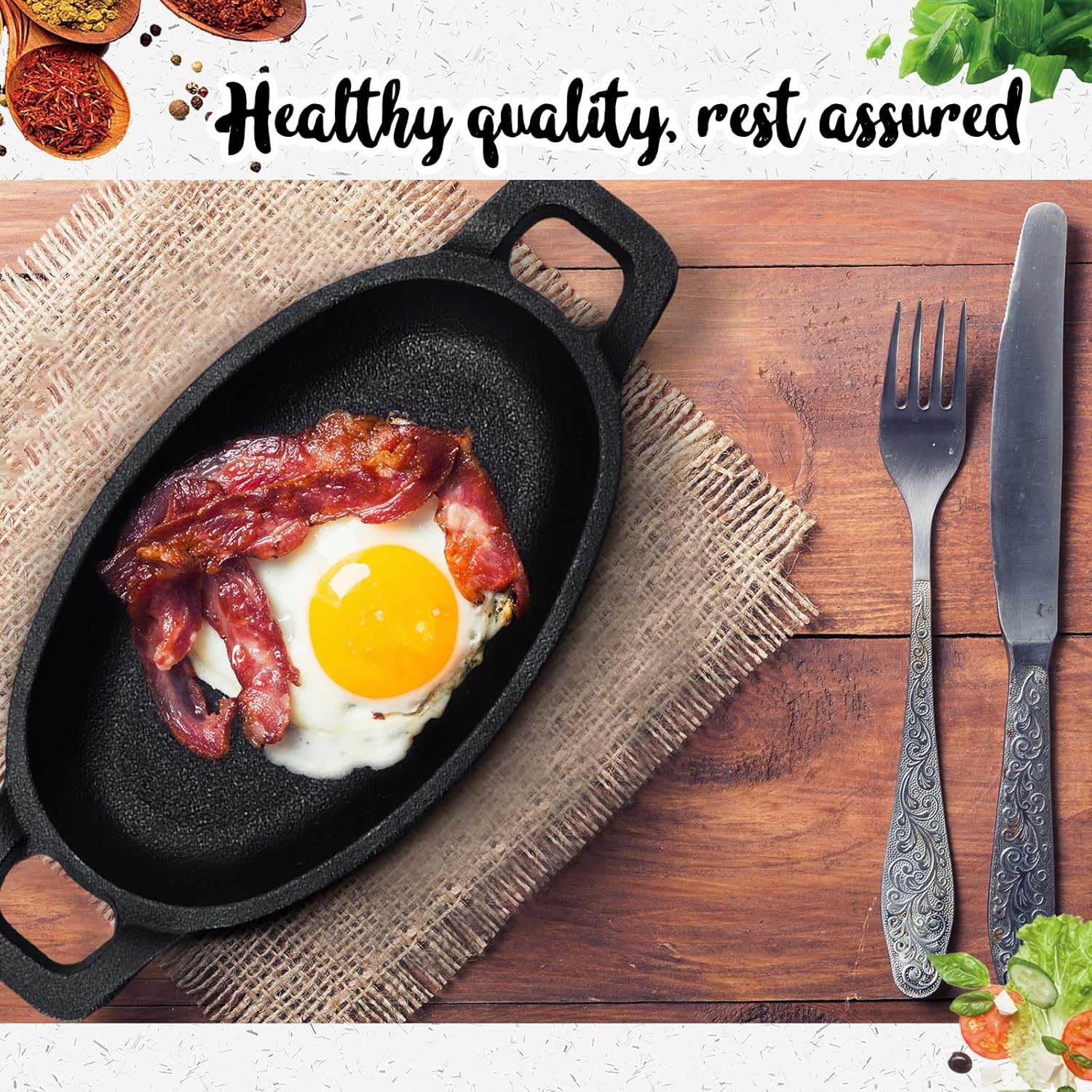 6-Piece Cast Iron Skillet Set for Baking Roasting and Grilling