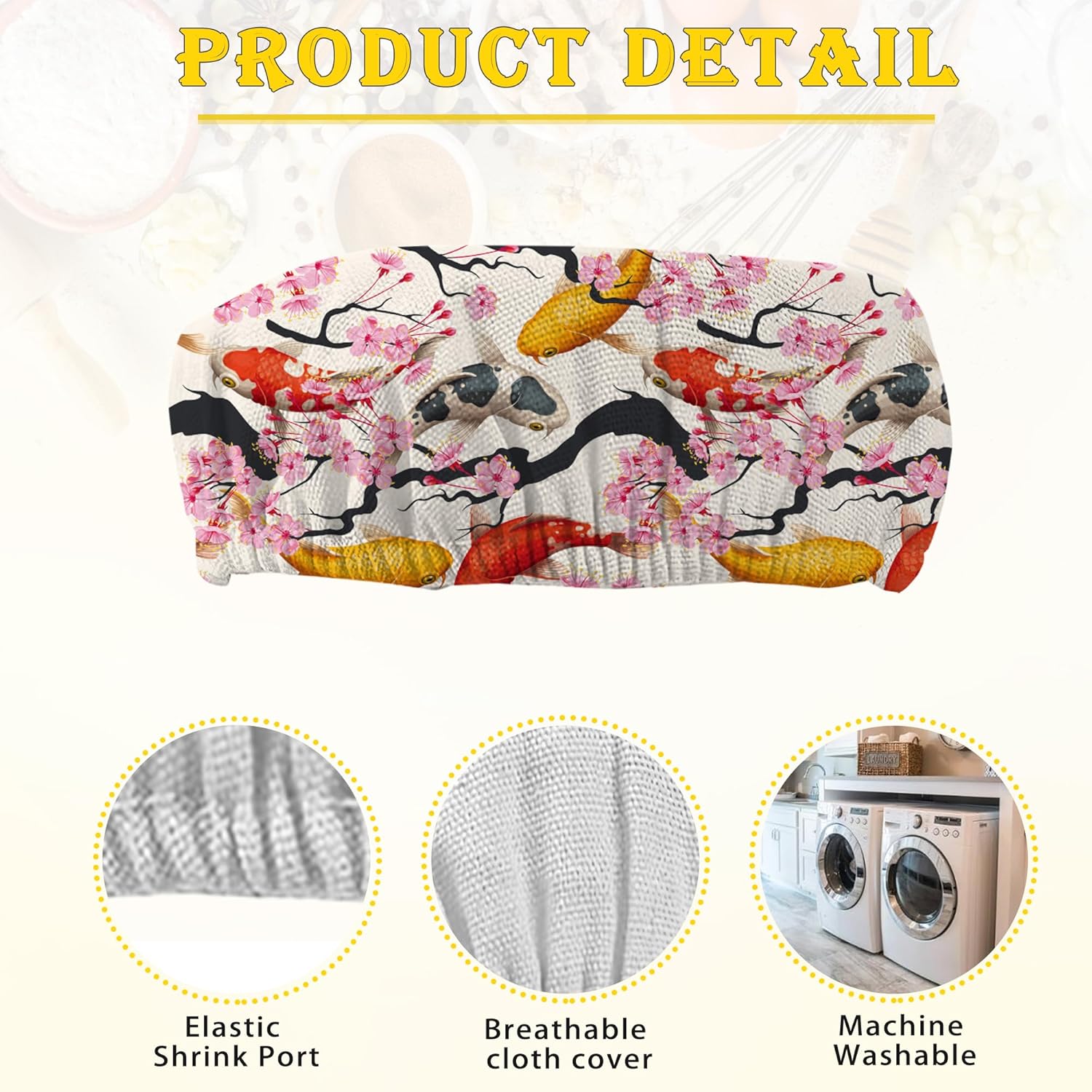 Japanese Cherry Blossom Koi Fish Sourdough Starter Jar Cloth Cover Eco-Friendly Durable