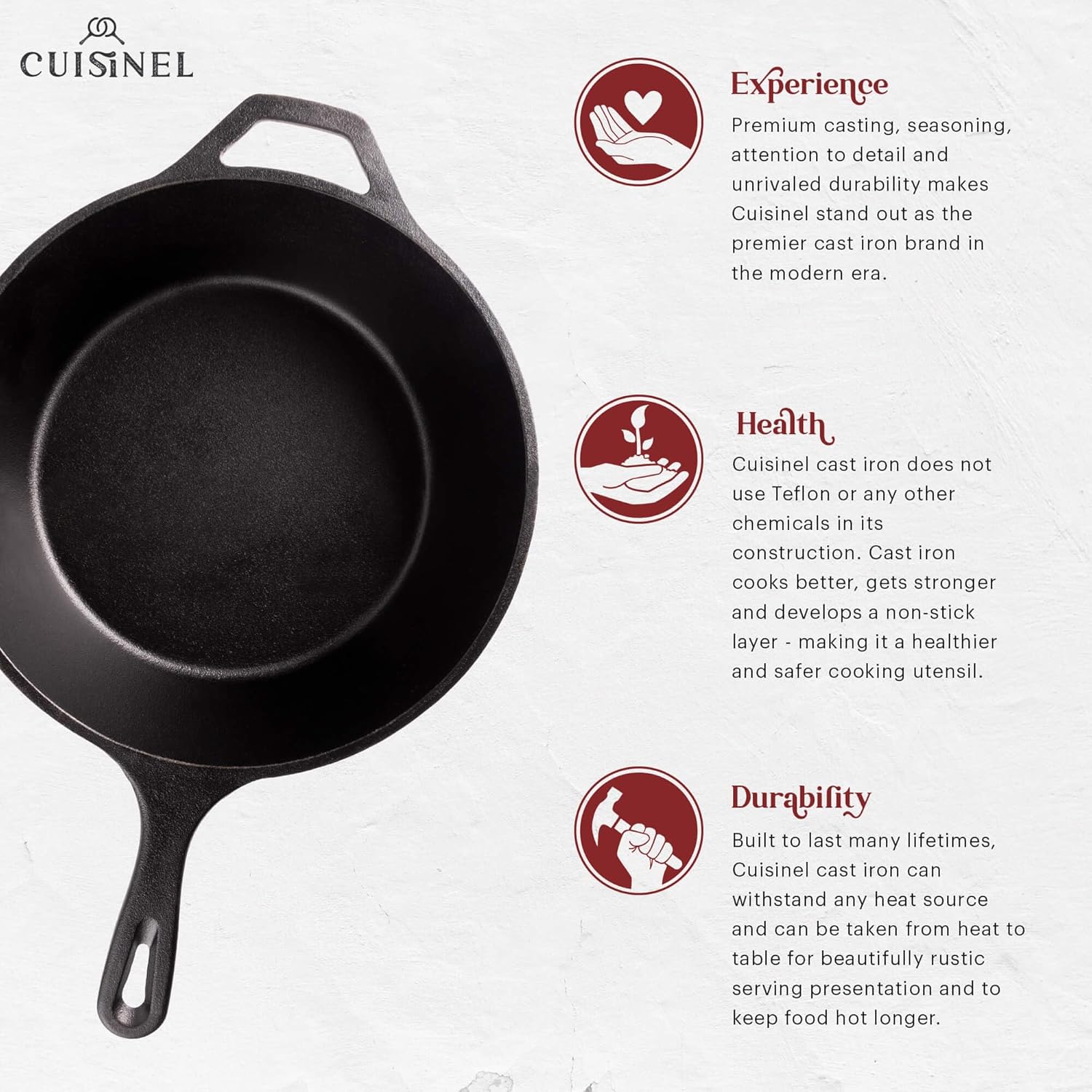 Cuisinel Ultimate 2-in-1 Cast Iron Skillet Lid