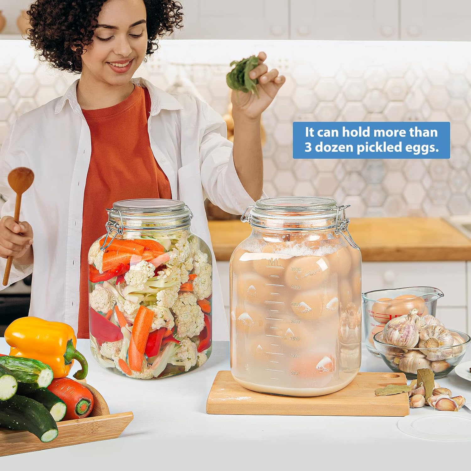 2-Piece 1 Gallon Glass Canning Jars with Airtight Lids