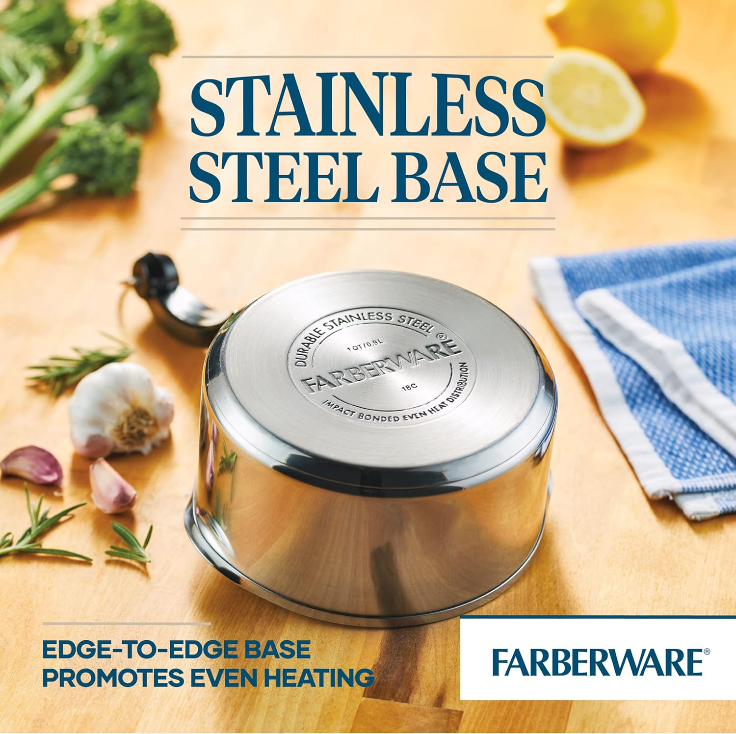 Farberware Classic Stainless Steel 1-Quart Straining Saucepan Over Silver