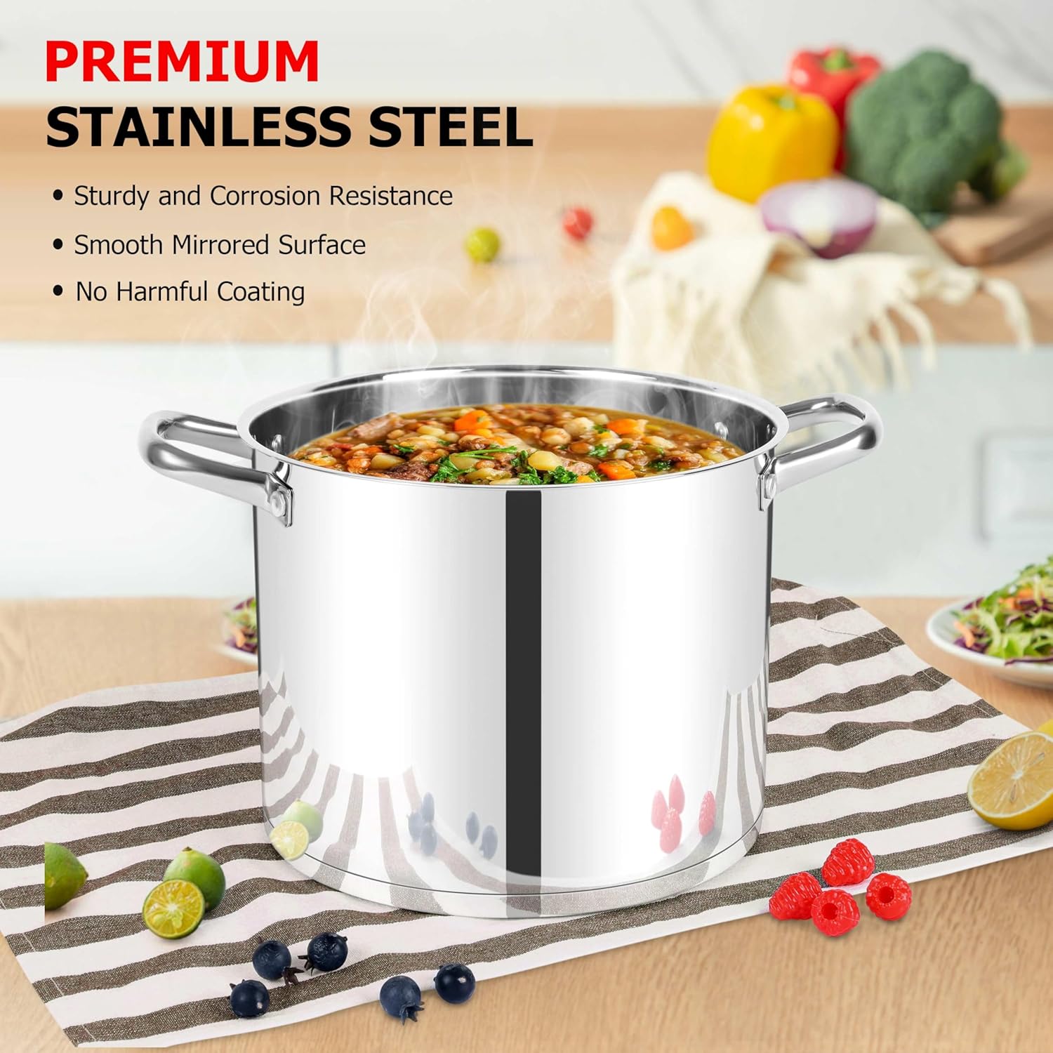 Precise 10 qt Tri-Ply stainless steel stock pot