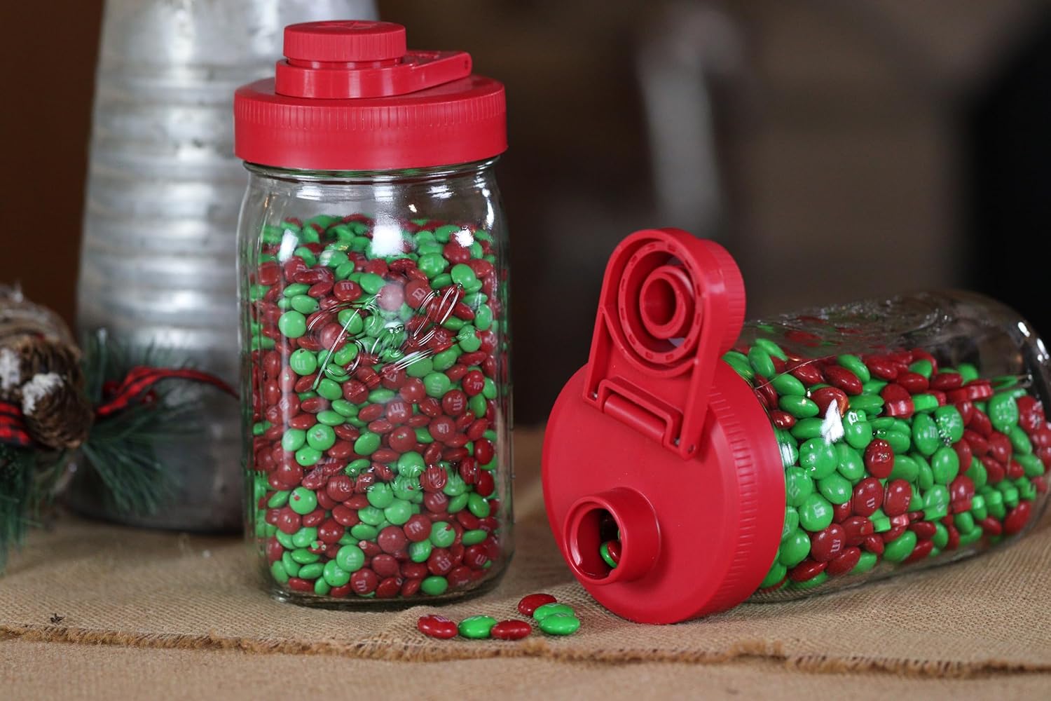 Brewing America Plastic Mason Jar Lids 4 Pack - Red