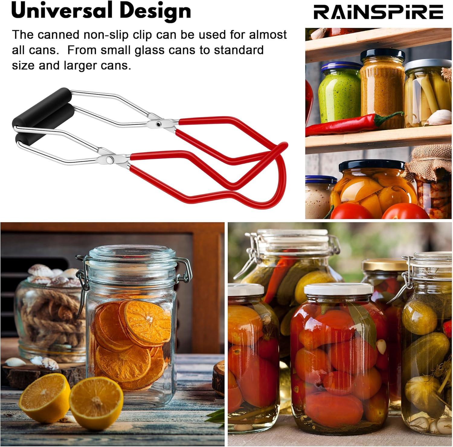 Rainspire Canning Jar Lifter Red Safety Tool