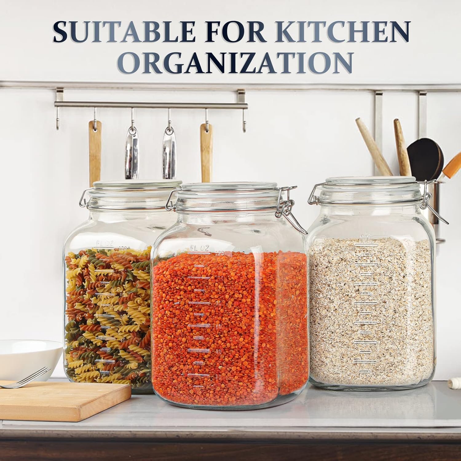 Folinstall 1 Gallon Square Jars with Lid