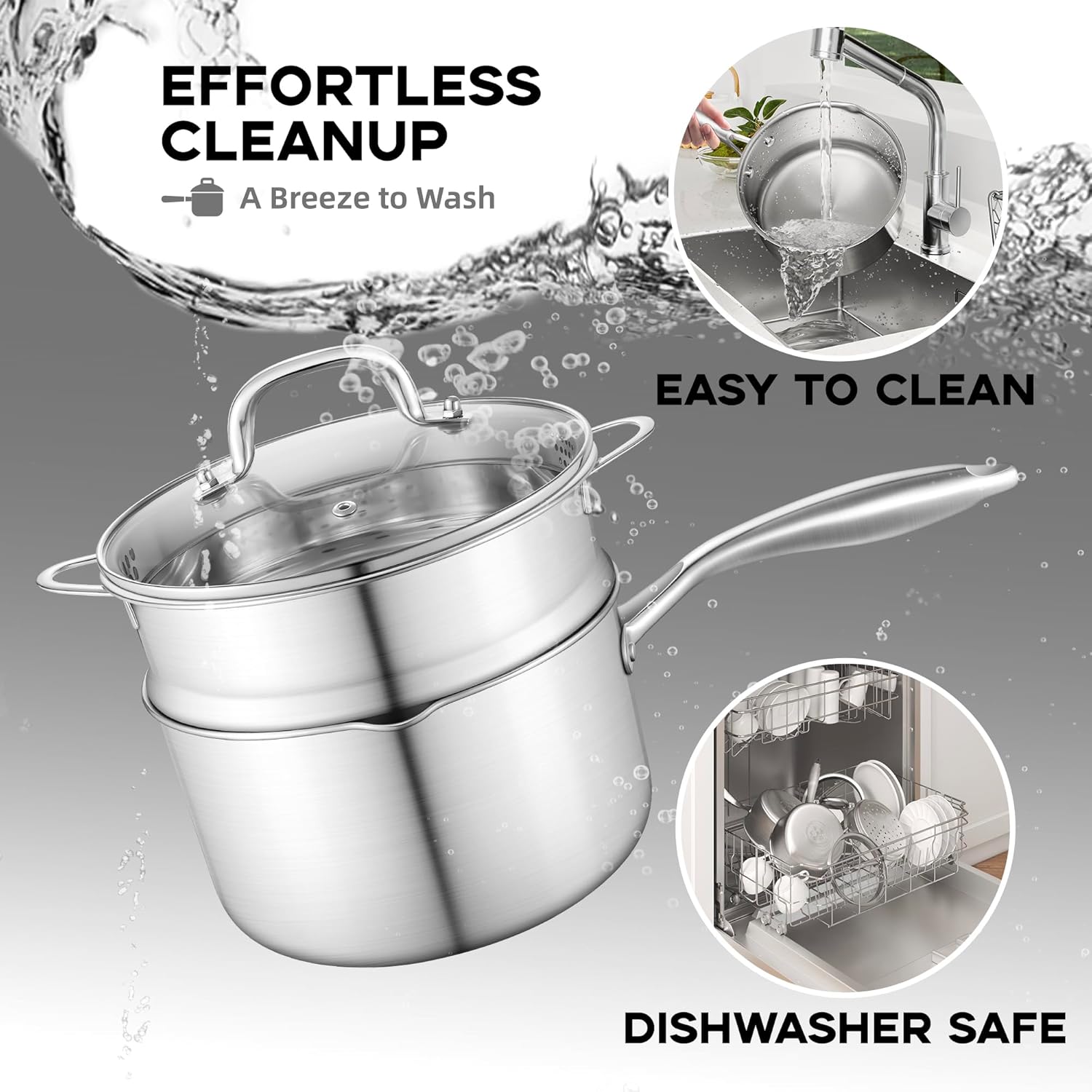 Versatile 15 Quart Stainless Steel Saucepan with Steamer
