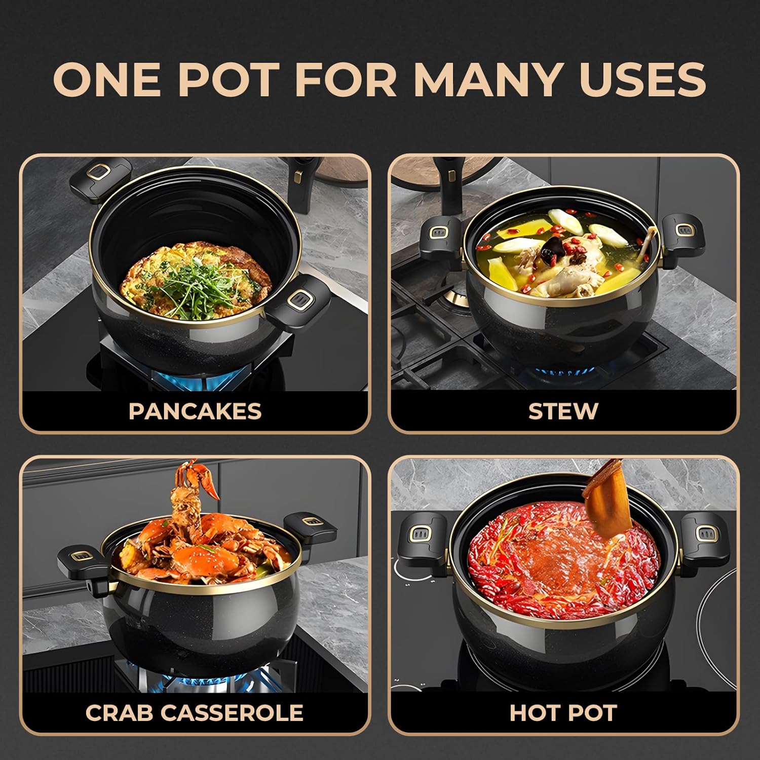HC Nontouch Nonstick Ceramic Stockpot Black