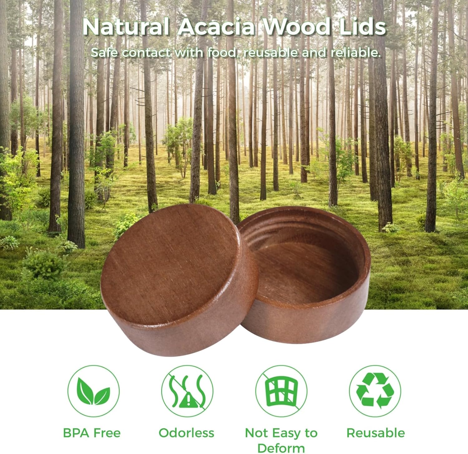 DIMEGON Wooden Jar Lids Set 16PCS for 4oz6oz