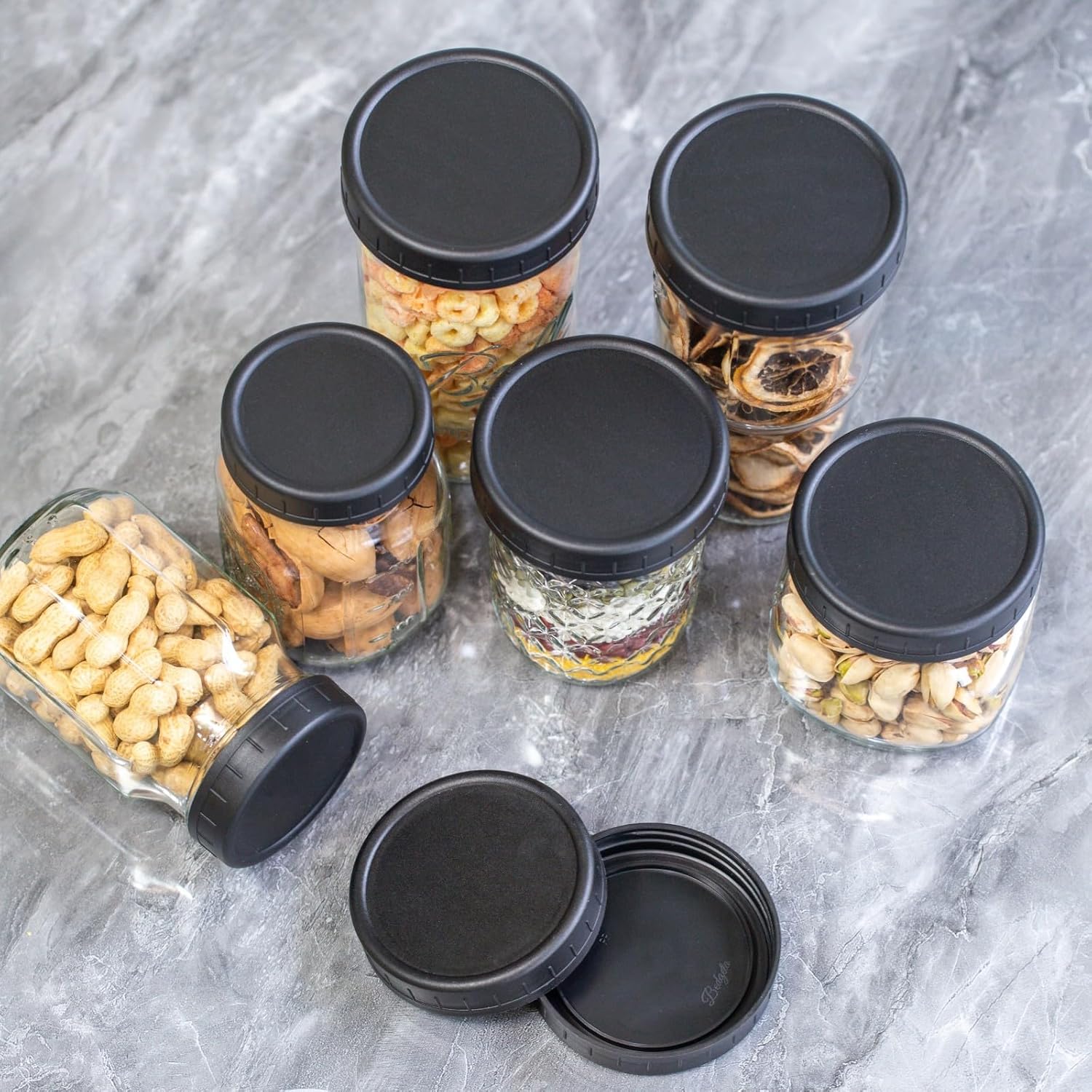 Organic Mason Jar Lids with Silicone Rings
