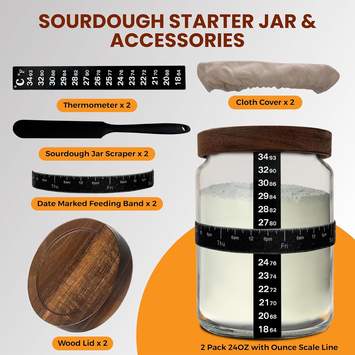 NAYYAB 24oz Sourdough Starter Jar Set of 2