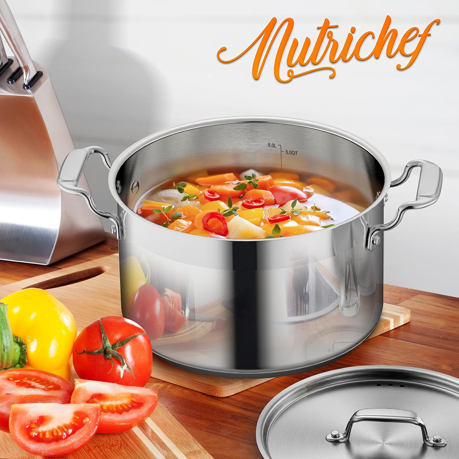 Ergonomic 5-Quart Stainless Steel Stockpot