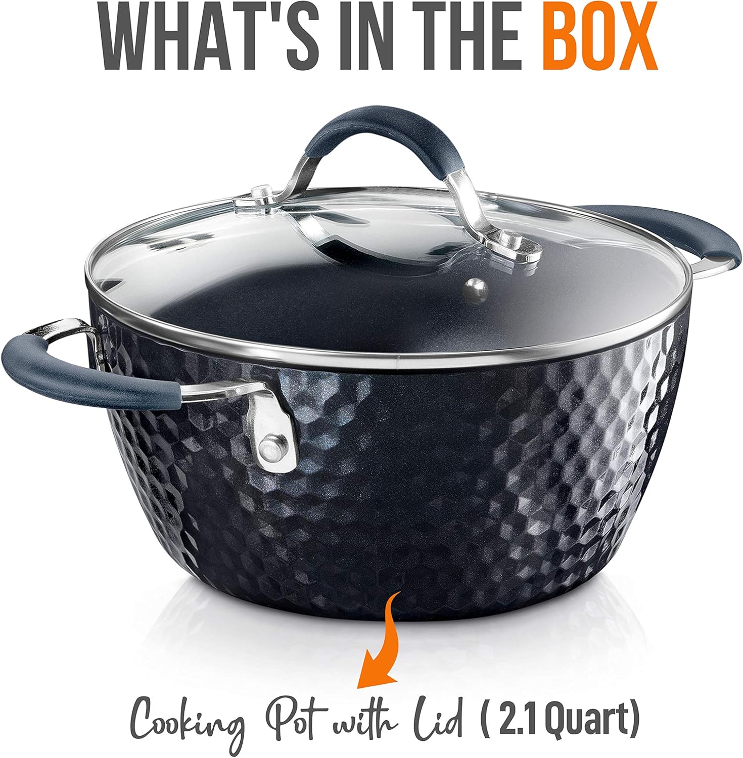 NutriChef Durable Non-Stick 21 Quart Pot with Glass Lid