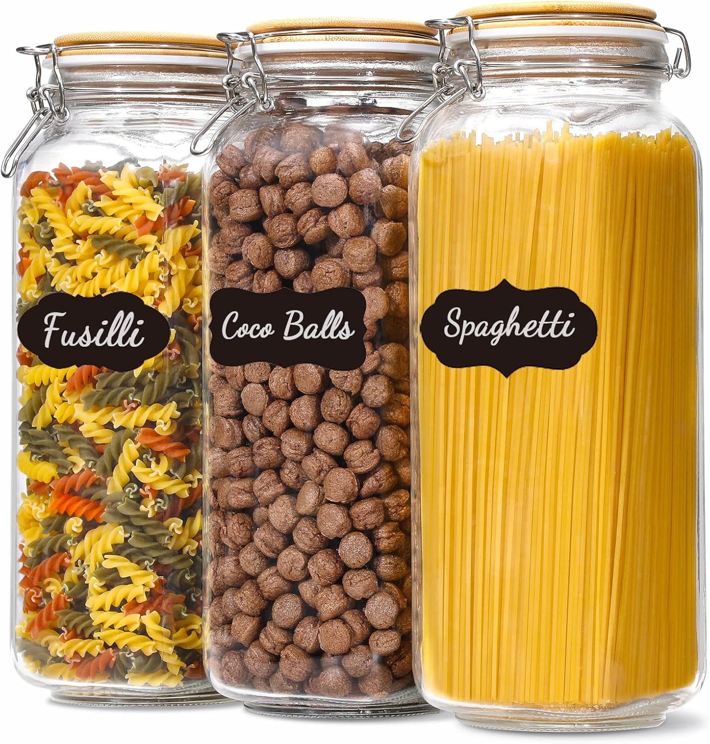 VITEVER Taller 92oz Glass Jars with Airtight Lid 3 Pack