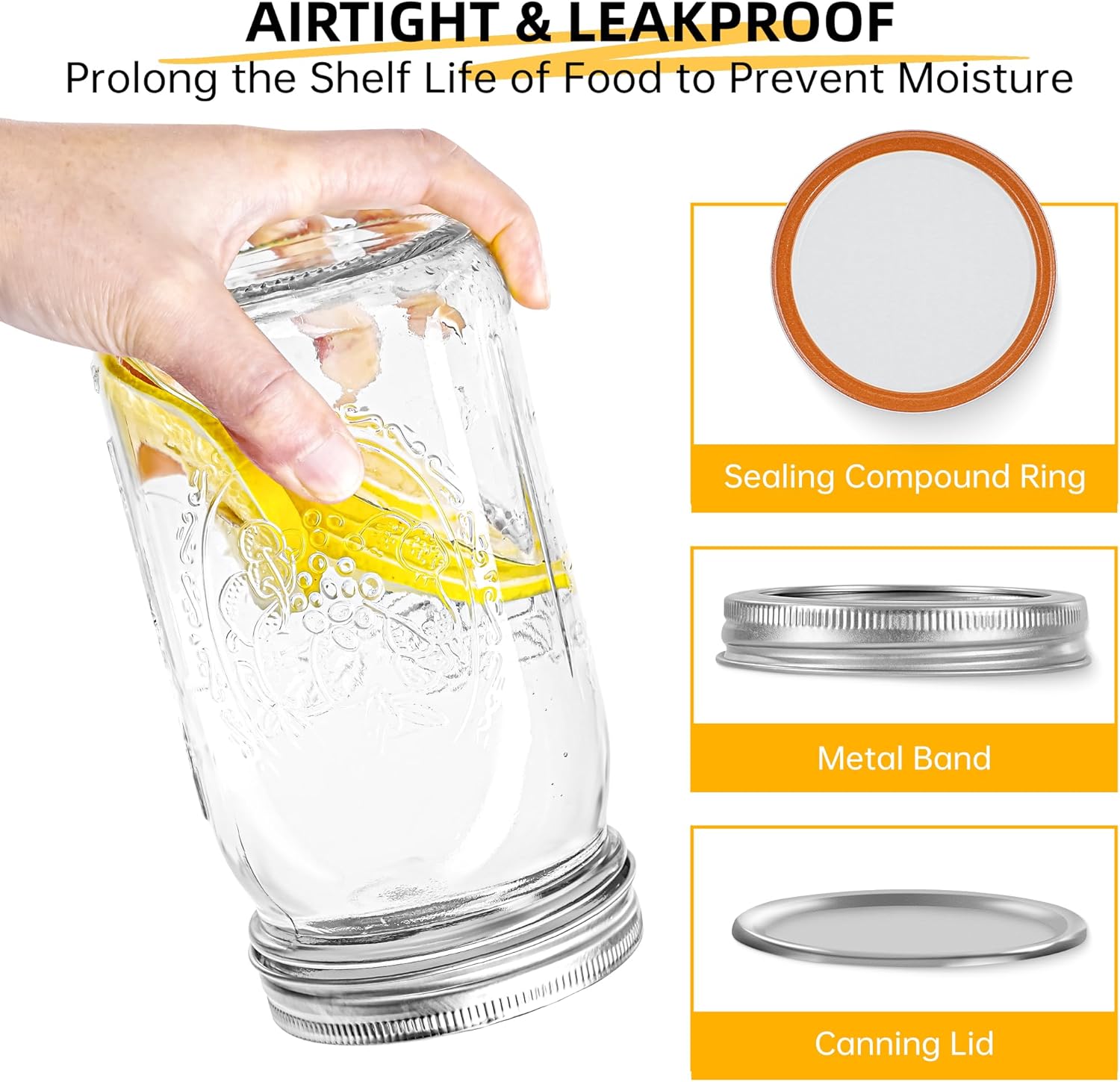 Wide Mouth Mason Jars 32 oz 4 Pack Fermenting Pickling Freezing Preserving Jar
