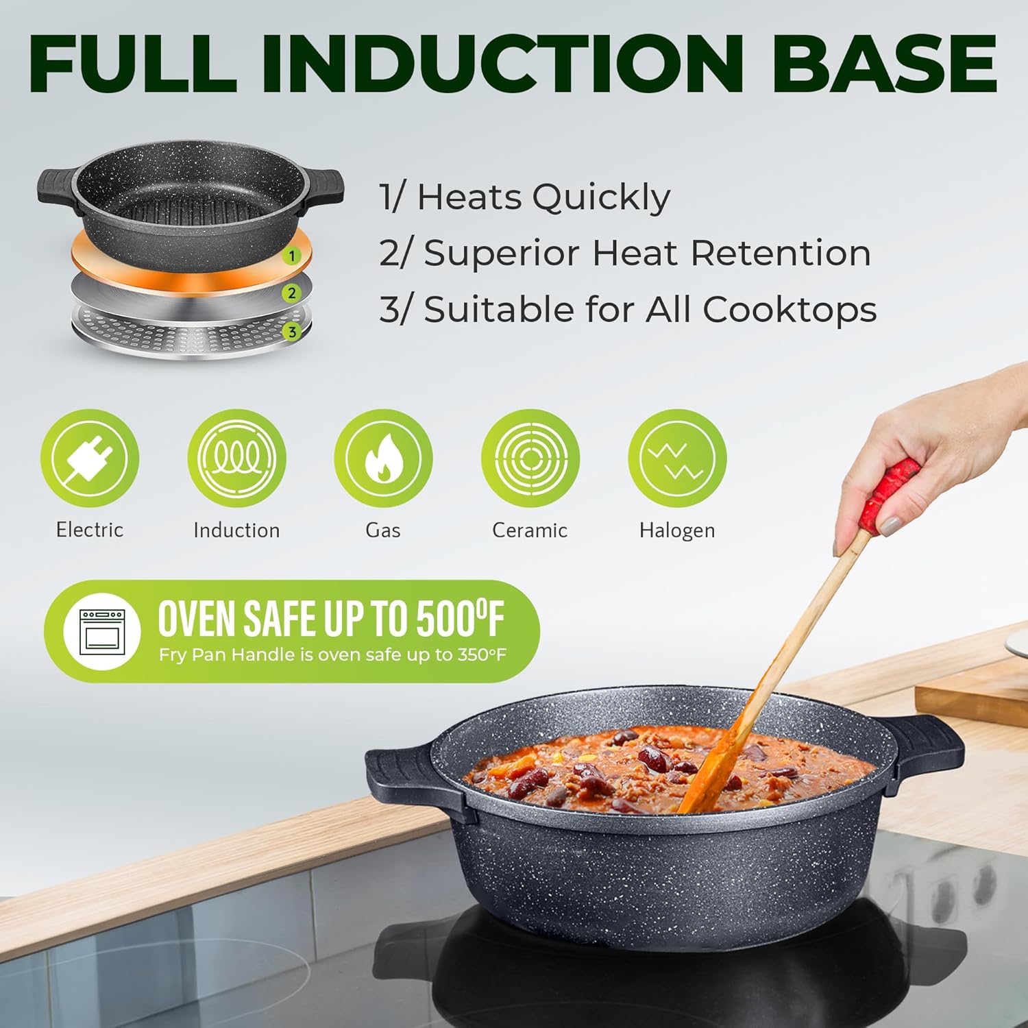 Granitestone 12-Pc Dutch Oven Set - OvenDishwasher Safe Easy to Clean