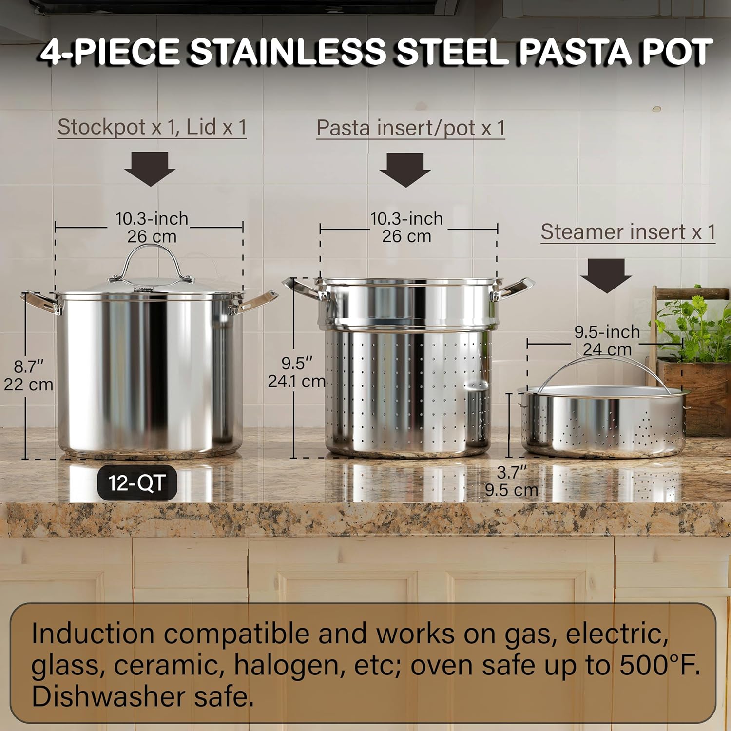 Cooks Standard 12 Quart Stainless Steel Multipot