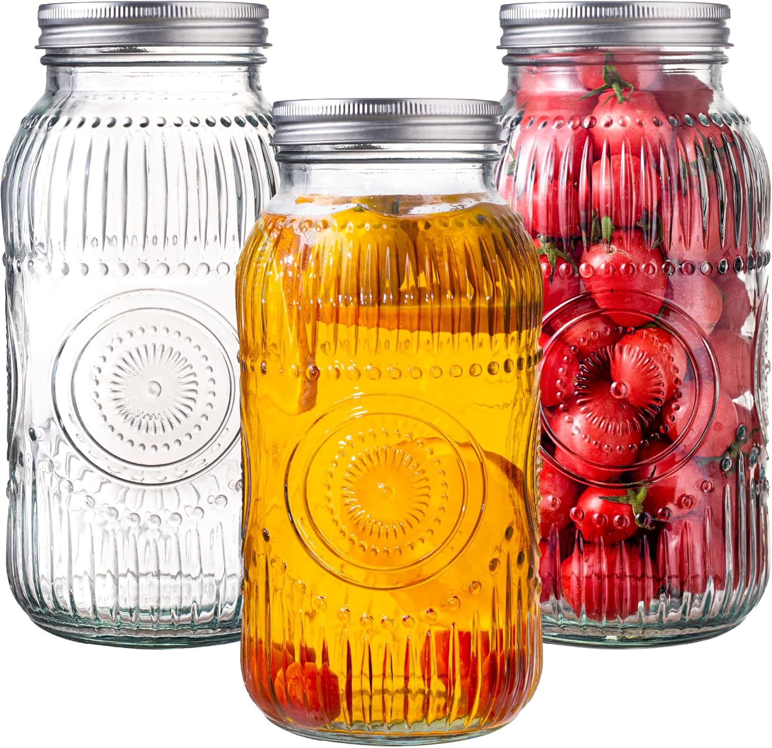 Amzcku 64oz Mason Jars Wide Mouth 2 Quart Preserve