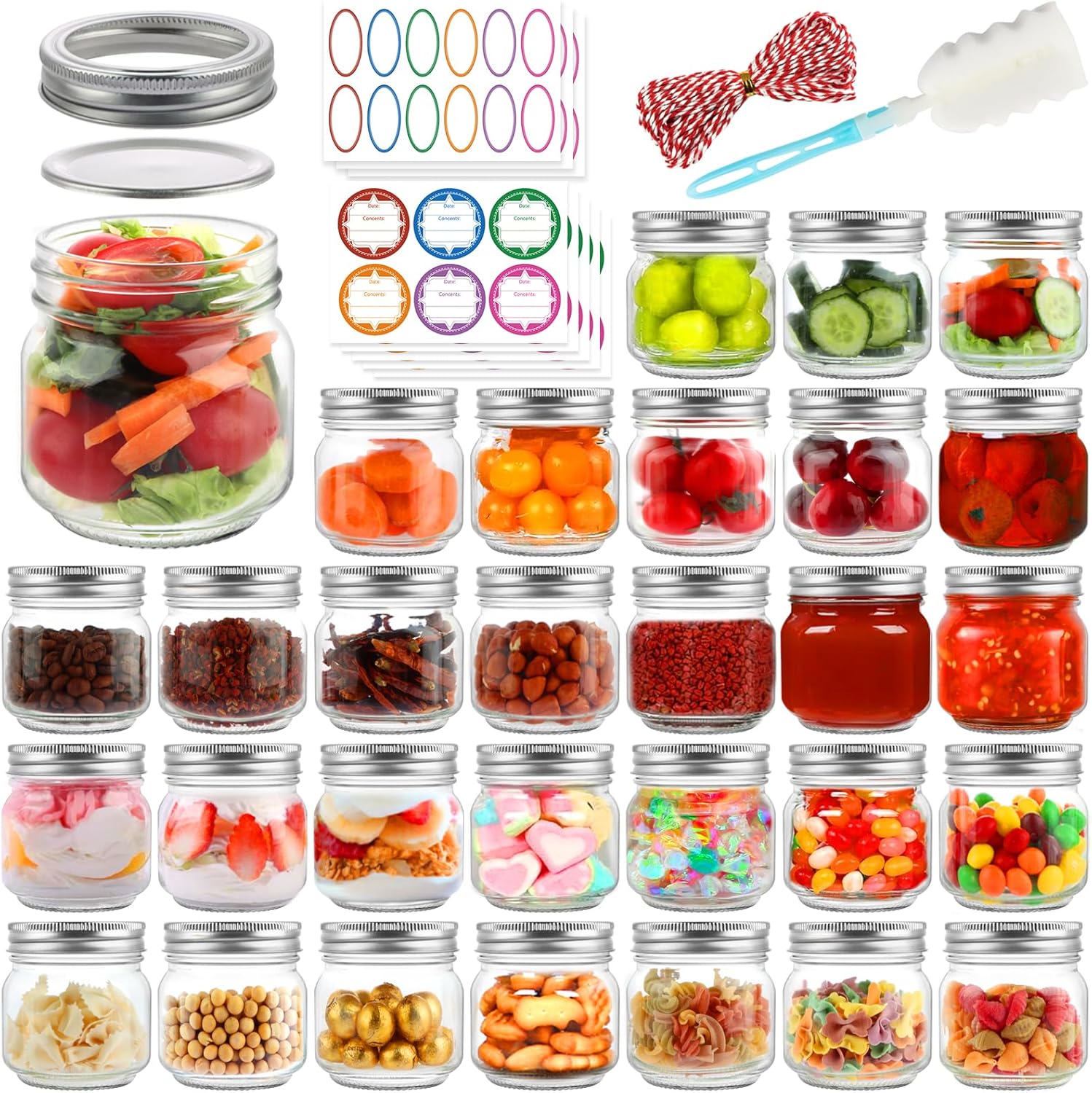 UrSpeedtekLive 30 Pack 8 oz Mason Jars with Lids and Bands 1