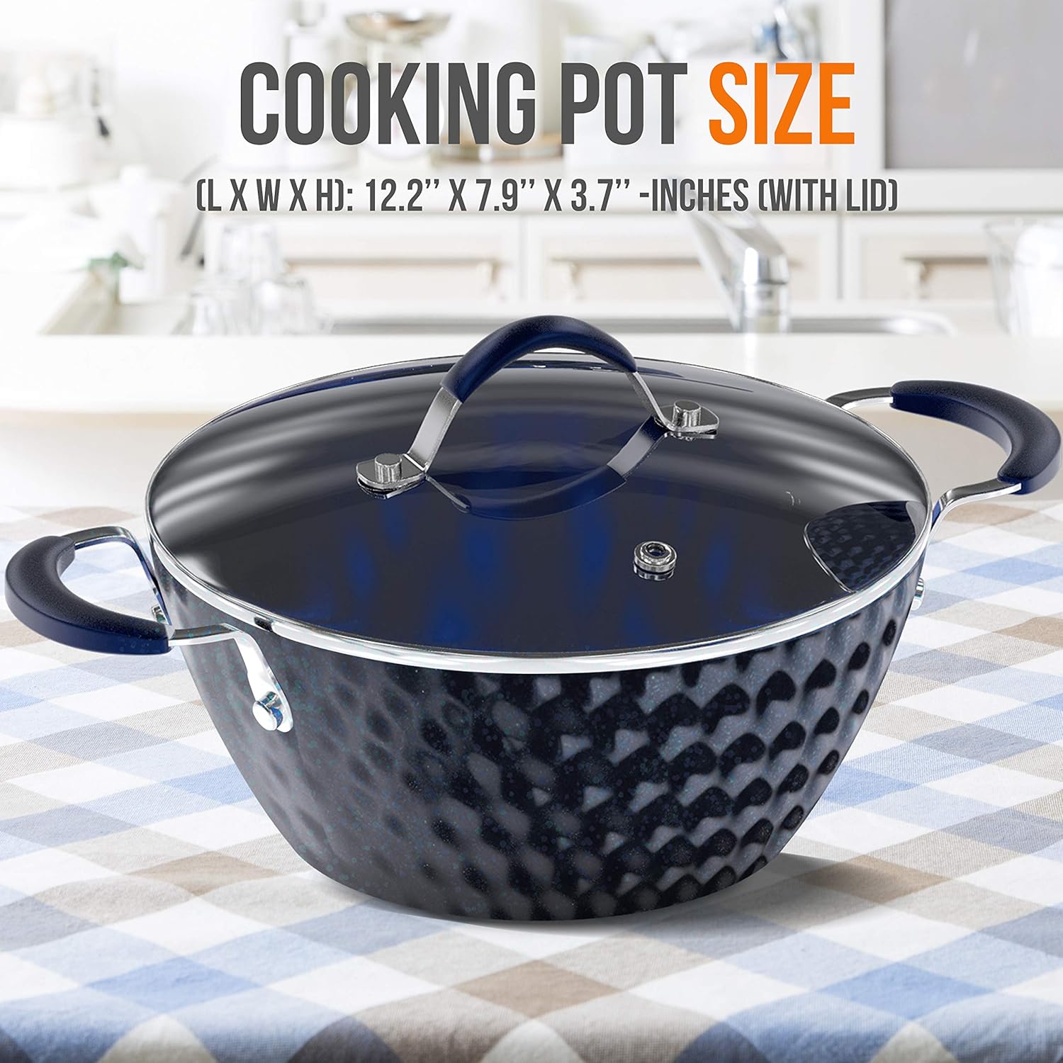 NutriChef Durable Non-Stick 21 Quart Pot with Glass Lid
