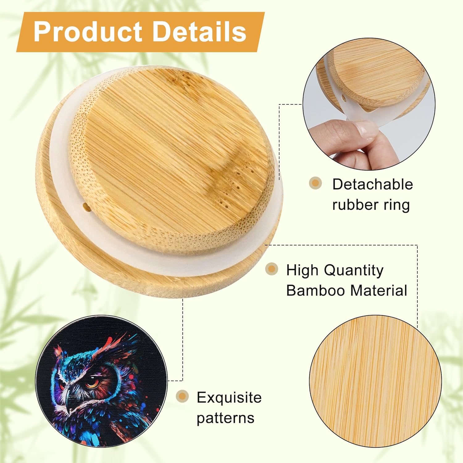 8-Piece Bamboo Mason Jar Lids Durable Airtight Storage